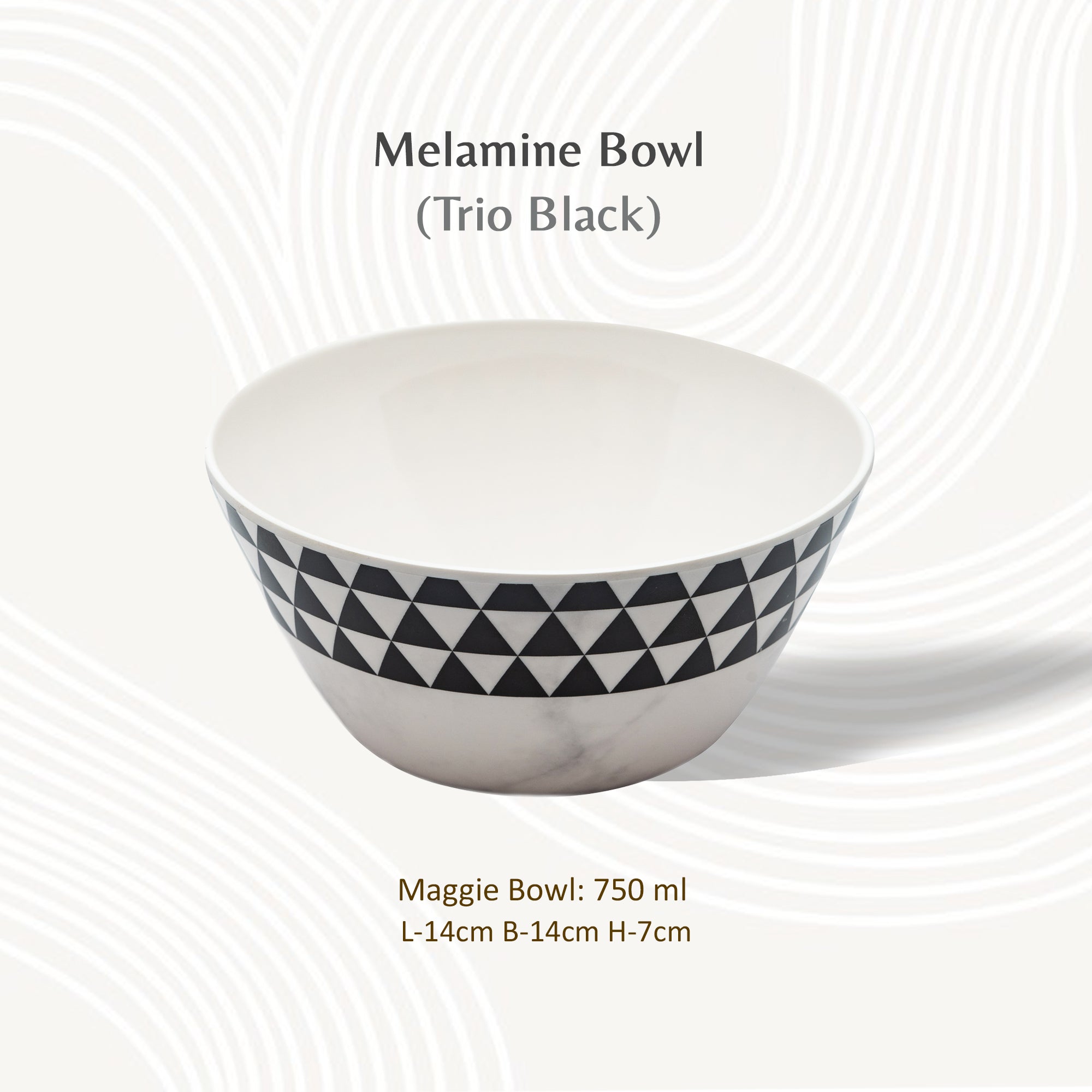 Stehlen 100% Pure melamine Round Maggie Bowl - Trio Black