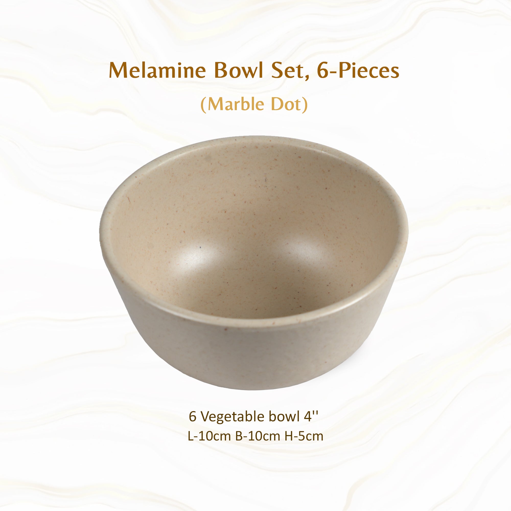 Stehlen Donna Hammered Dinnerware, Pure melamine, 6 Piece Vegetable Bowl, Melamine dinner set, Kitchen Set for home- Marble Dot