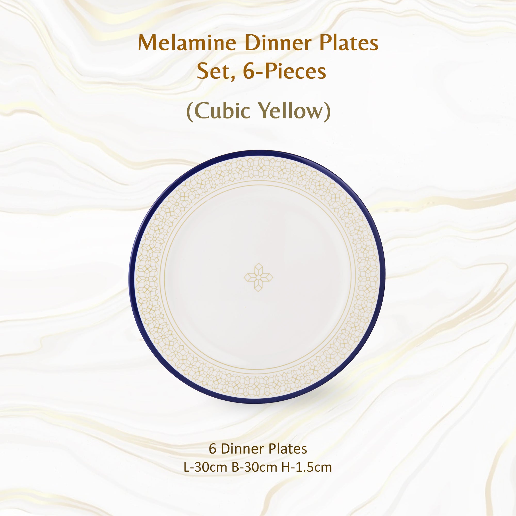 Stehlen Dinnerware, Pure melamine, Vintage, 6 Piece Dinner Plate,  Kitchen Set for home- Cubic Yellow