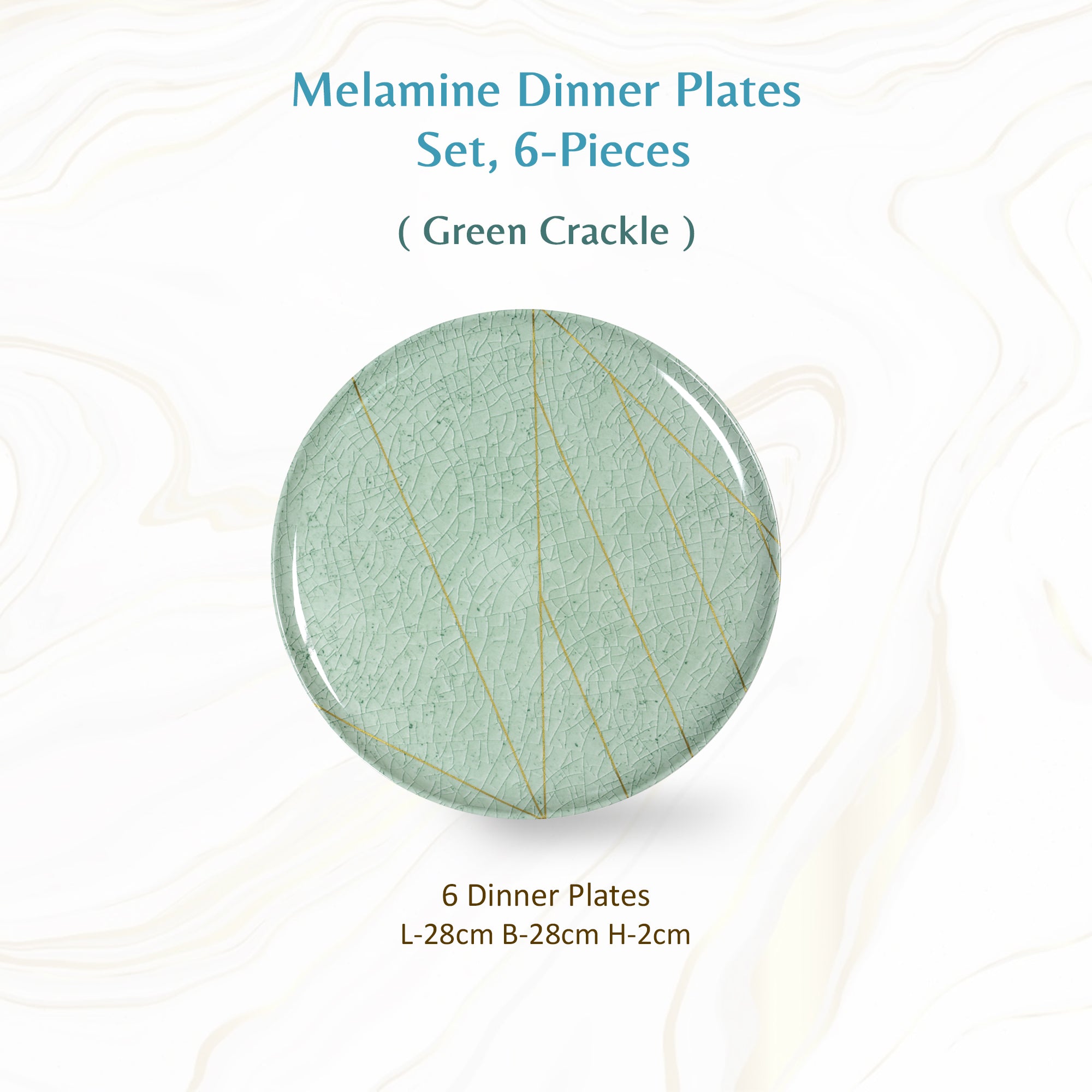 Stehlen Donna Glossy Dinnerware, Melamine 6 pcs-Green Crackle