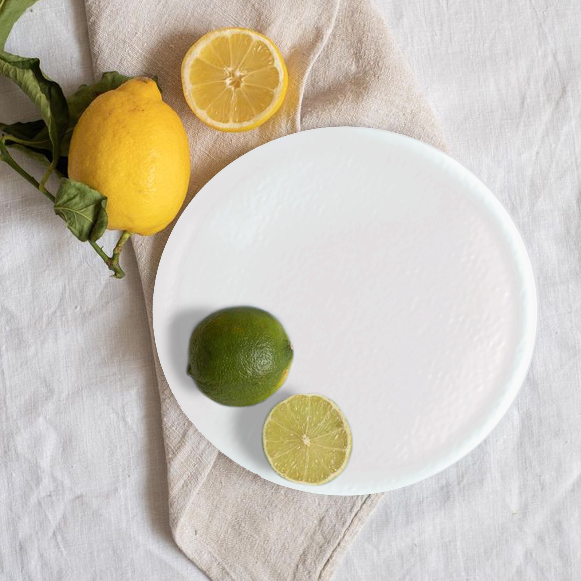 Stehlen Donna Hammered Dinnerware, Pure melamine, 24 PC Kitchen Set for home- White