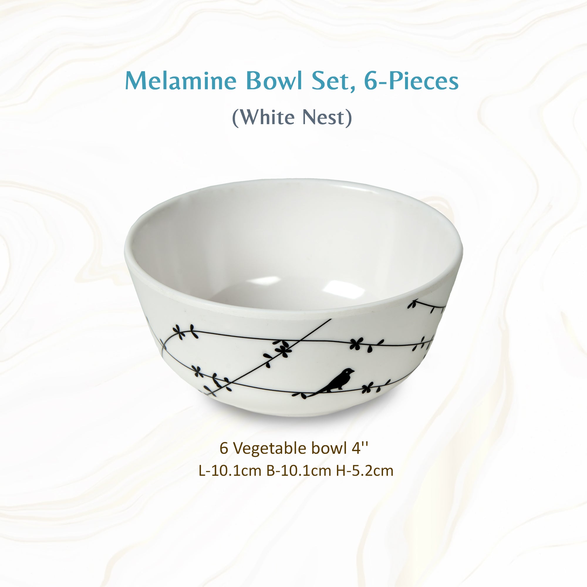 Stehlen Donna Glossy Dinnerware, Melamine, 6 PC - White Nest