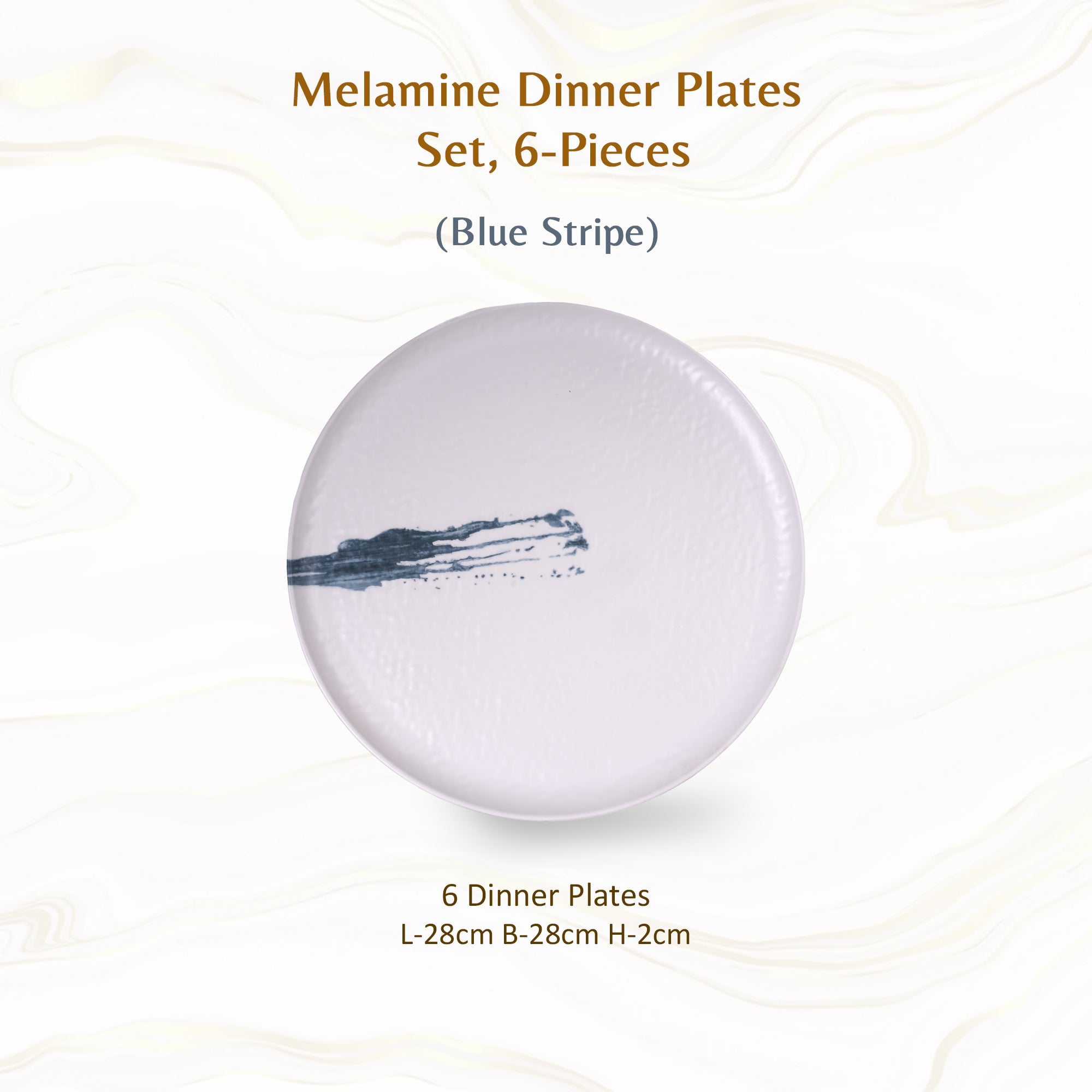 Stehlen Donna Hammered Dinnerware, Pure melamine, Kitchen Set for home- Blue Stripe