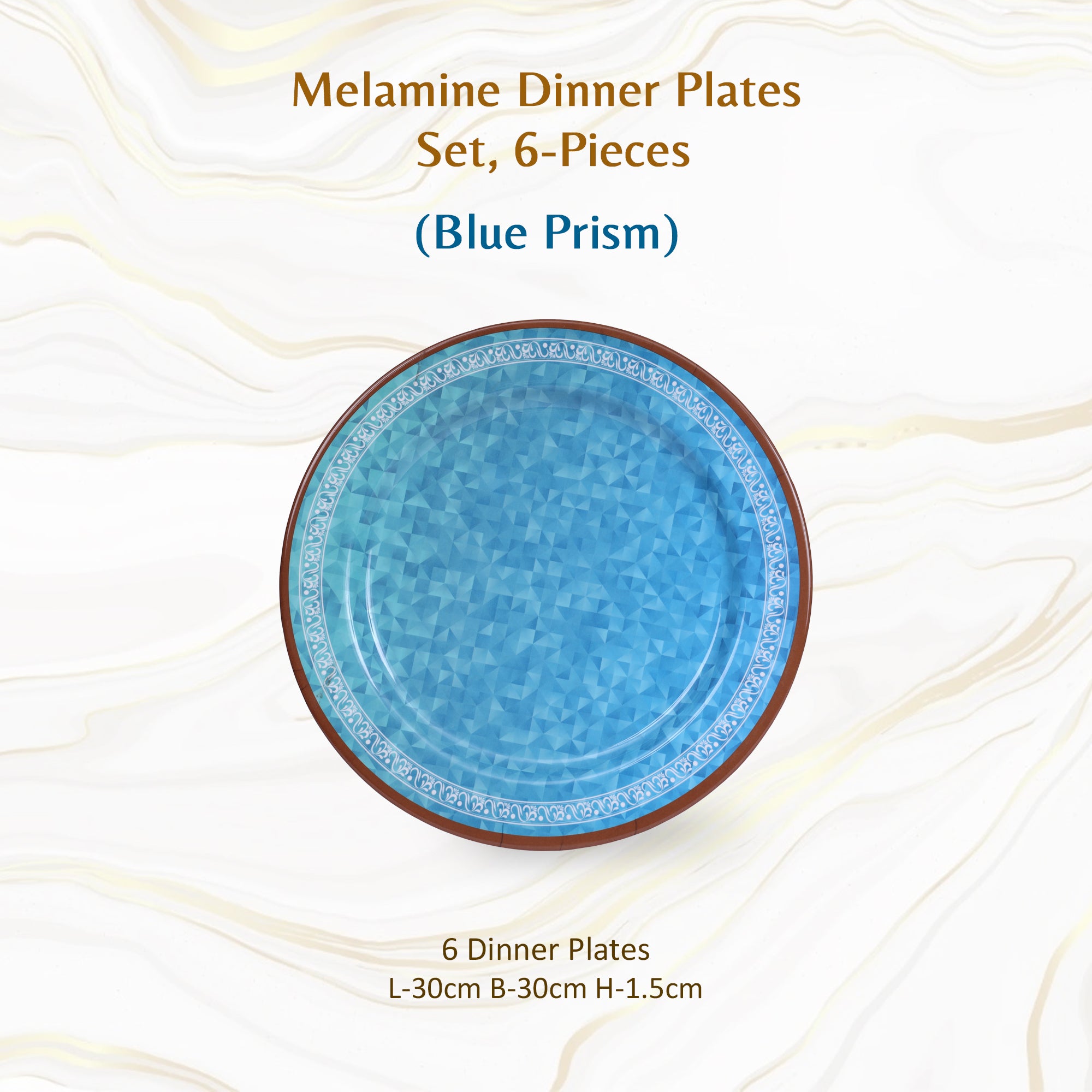 Stehlen Dinnerware, Pure melamine, Vintage, 6 Piece Dinner Plate, Kitchen Set for home- Prism Blue