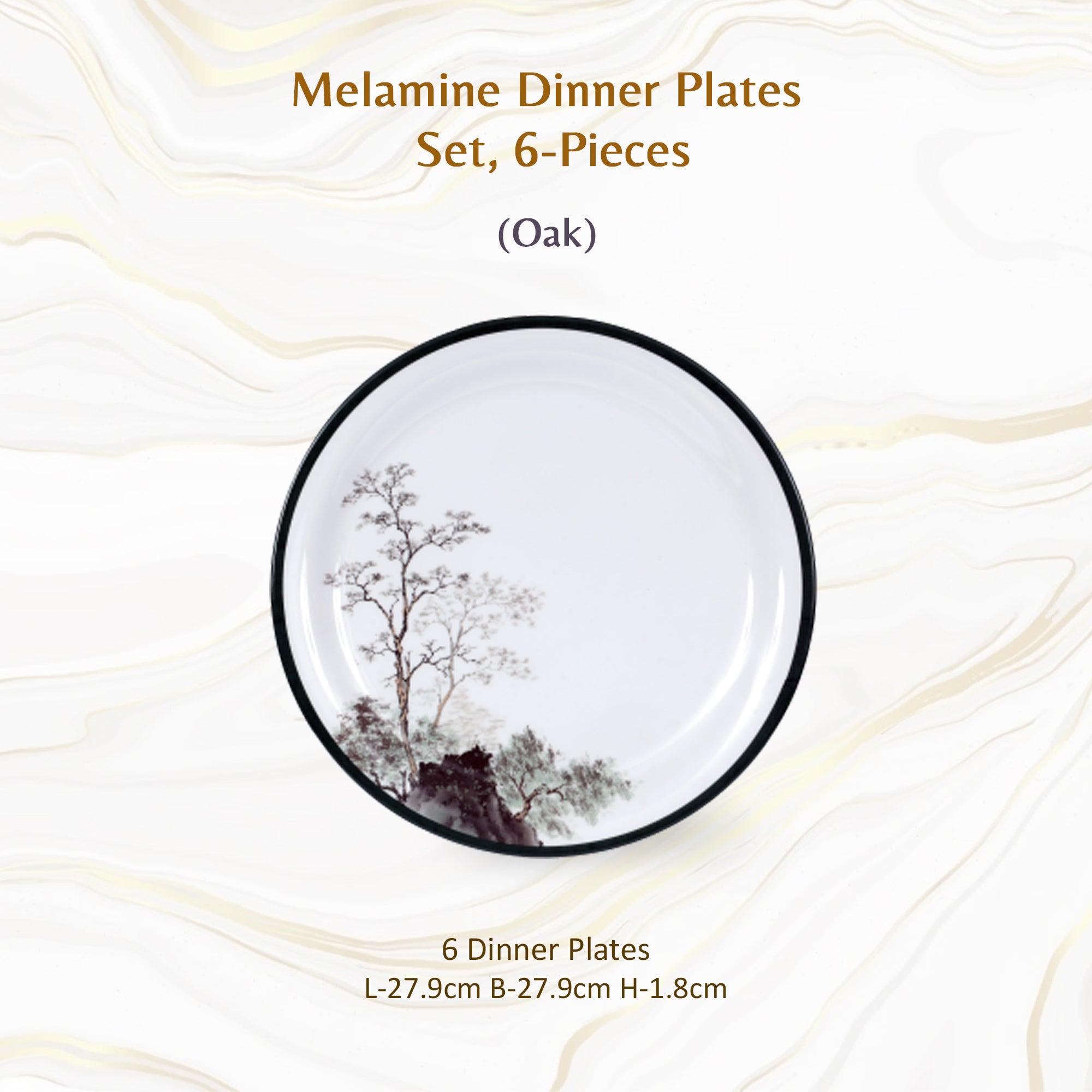 Stehlen Indian Round Dinnerware, Pure melamine, 6 Pcs Kitchen Set for home- Oak