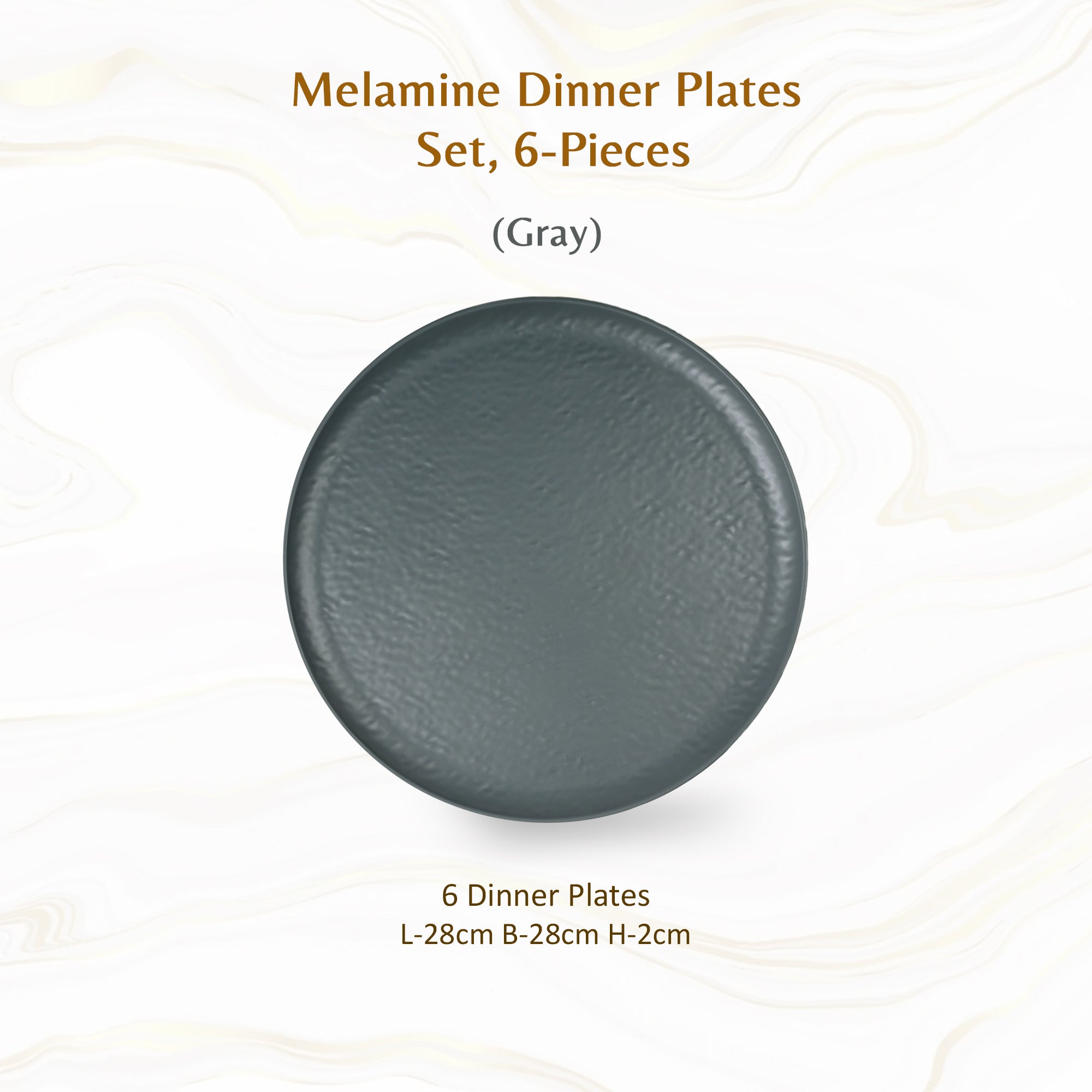 Stehlen Donna Hammered Dinnerware, Pure melamine, Kitchen Set for home- Gray