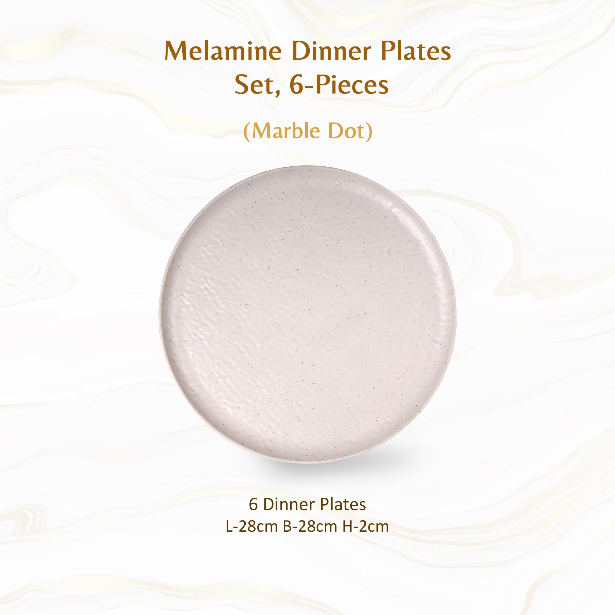 Stehlen Donna Hammered Dinnerware, Pure melamine,  Kitchen Set for home- Marble dot