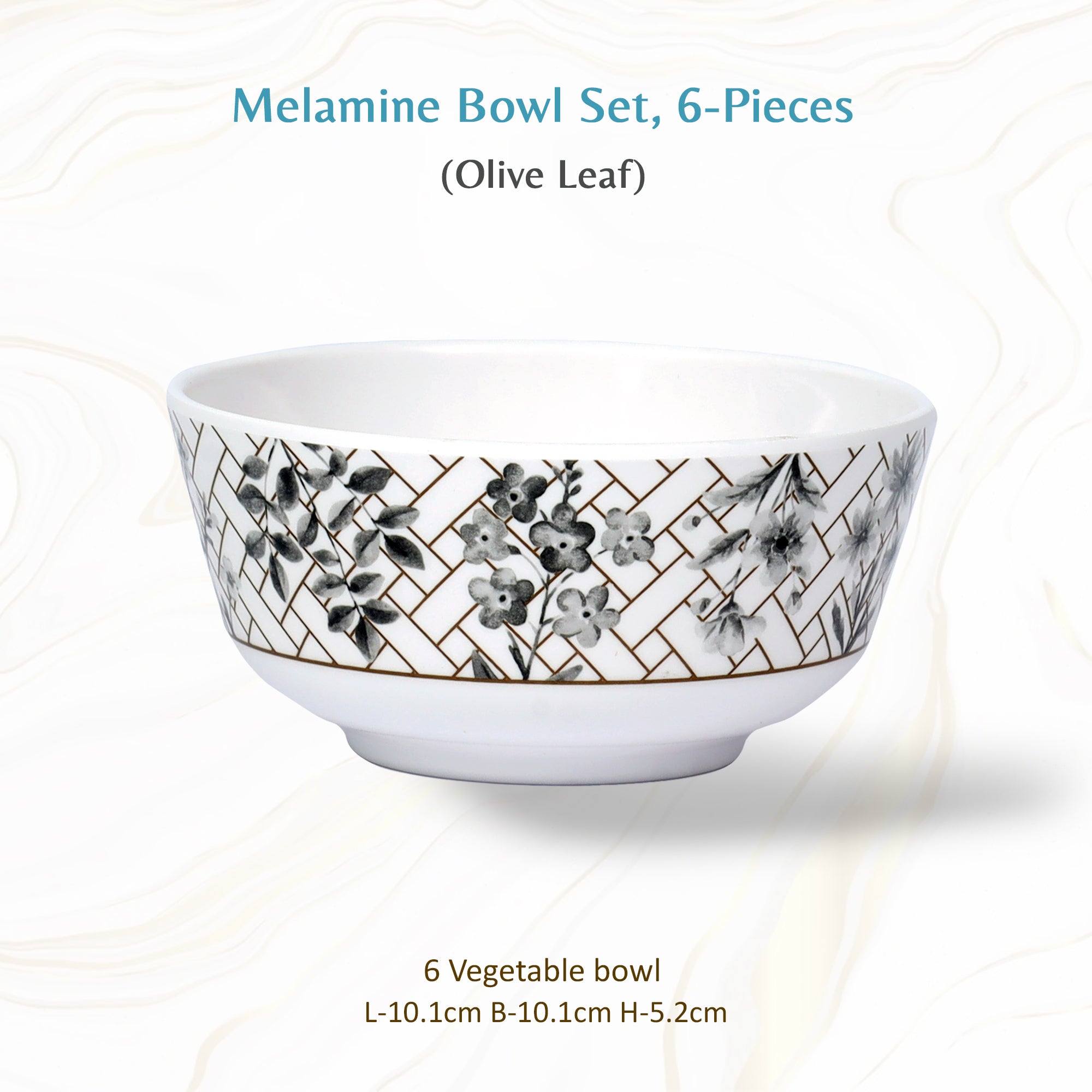 Stehlen Indian Round Dinnerware, Pure melamine, 6 Pcs Kitchen Set for home- Olive Leaf