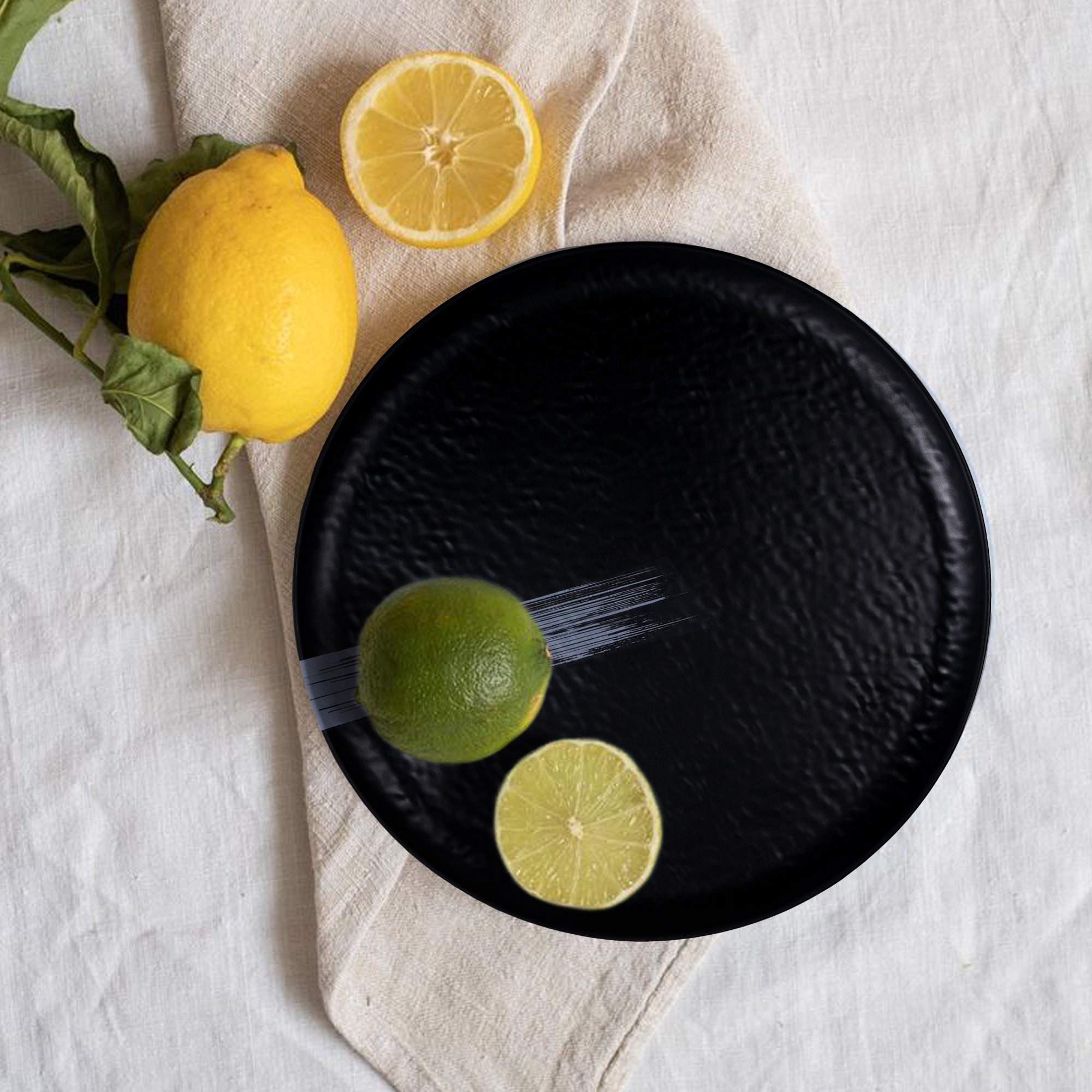 Stehlen Donna Hammered Dinnerware, Pure melamine, 24 PC Kitchen Set for home- White Stripe