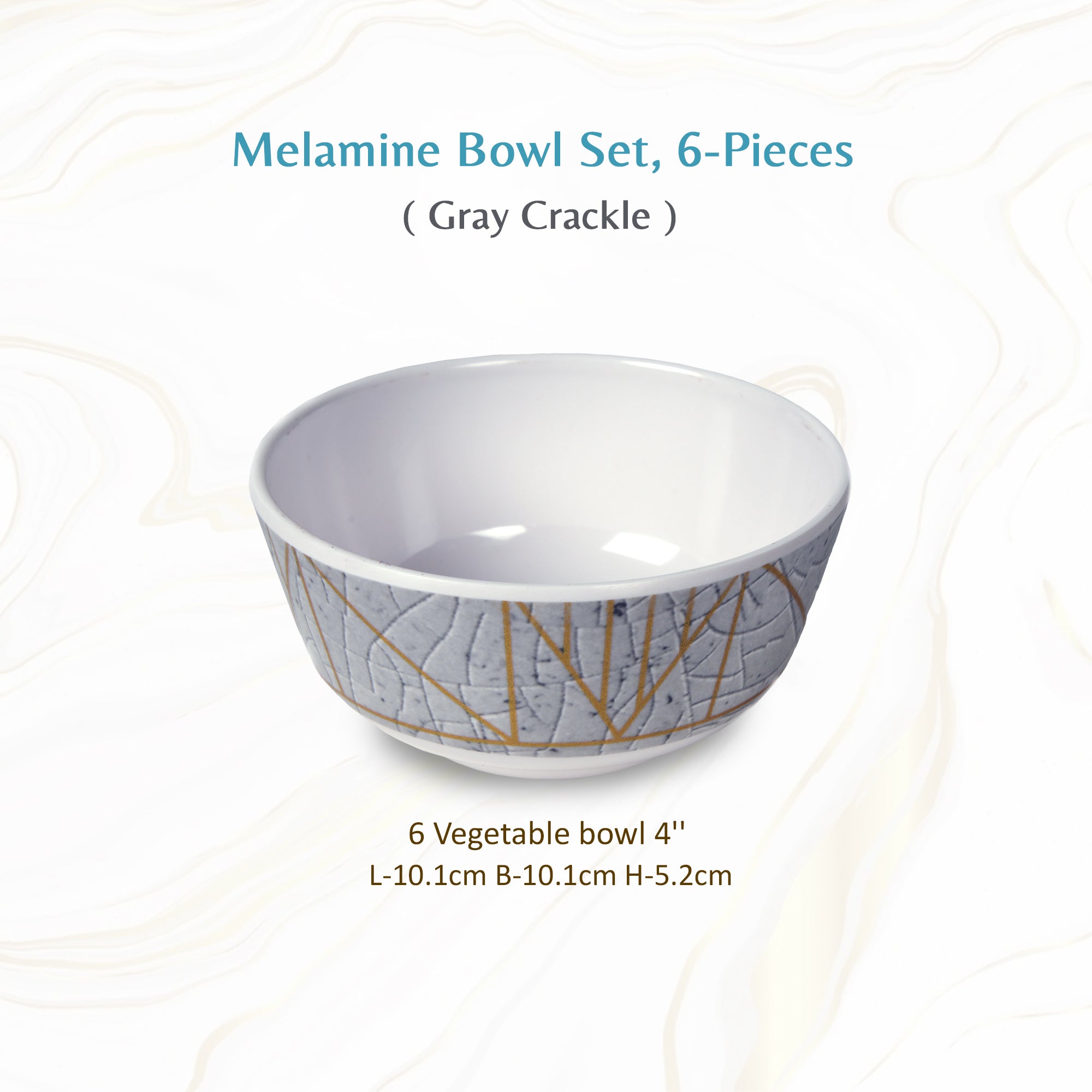 Stehlen Donna Glossy Dinnerware, Melamine, 6 PC - Gray Crackle