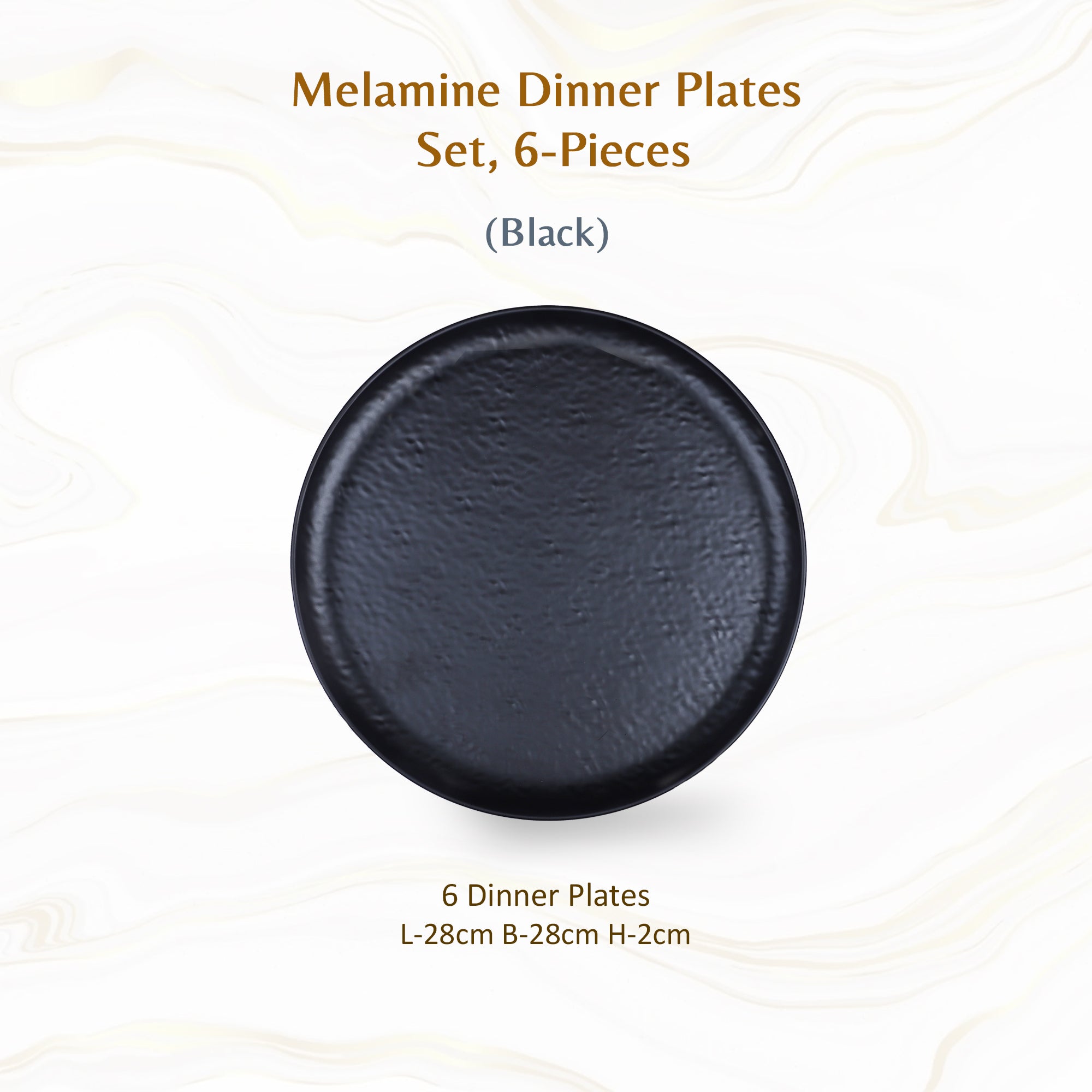 Stehlen Donna Hammered Dinnerware, Pure melamine, Kitchen Set for home- Black