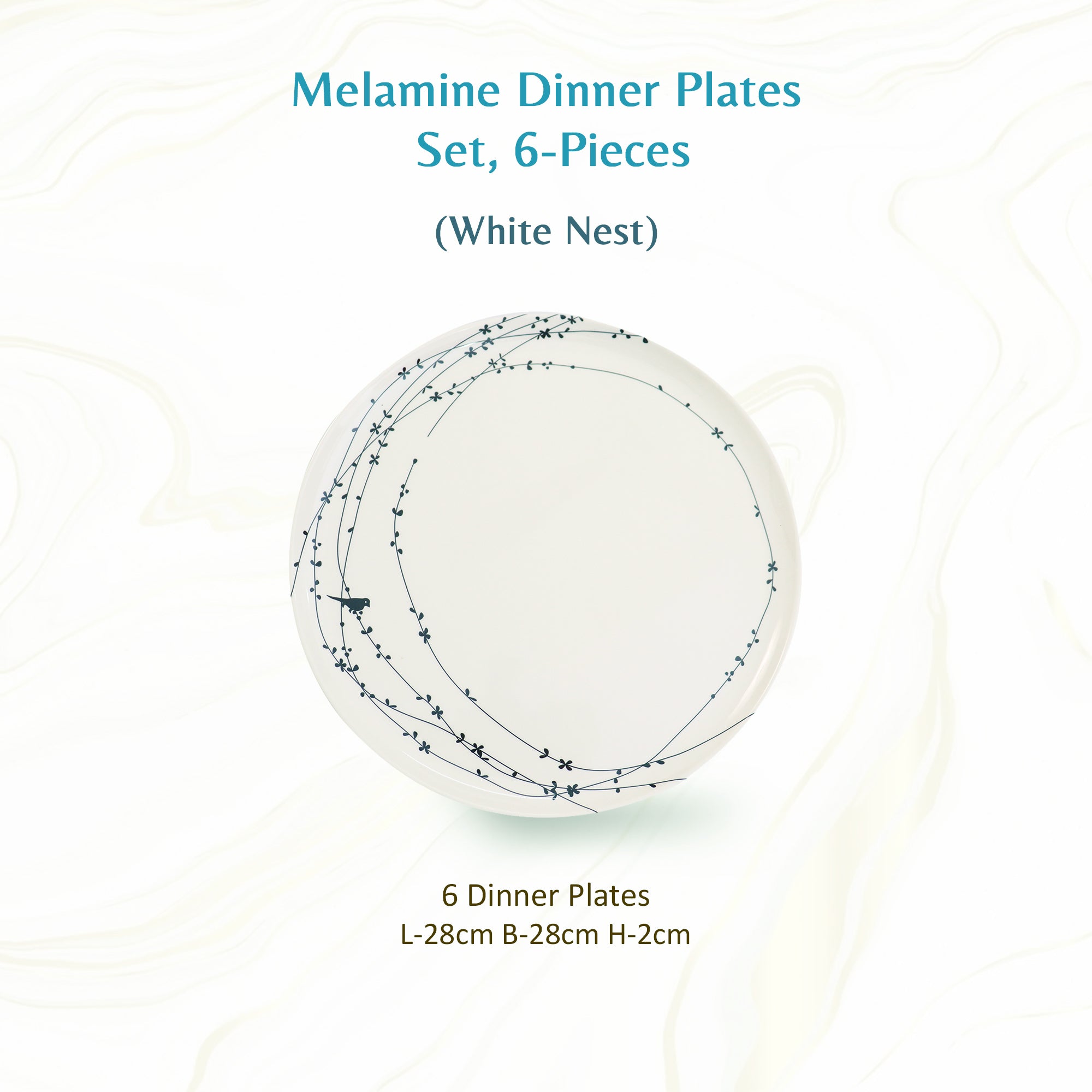 Stehlen Donna Glossy Dinnerware, Melamine 6 pcs- White Nest