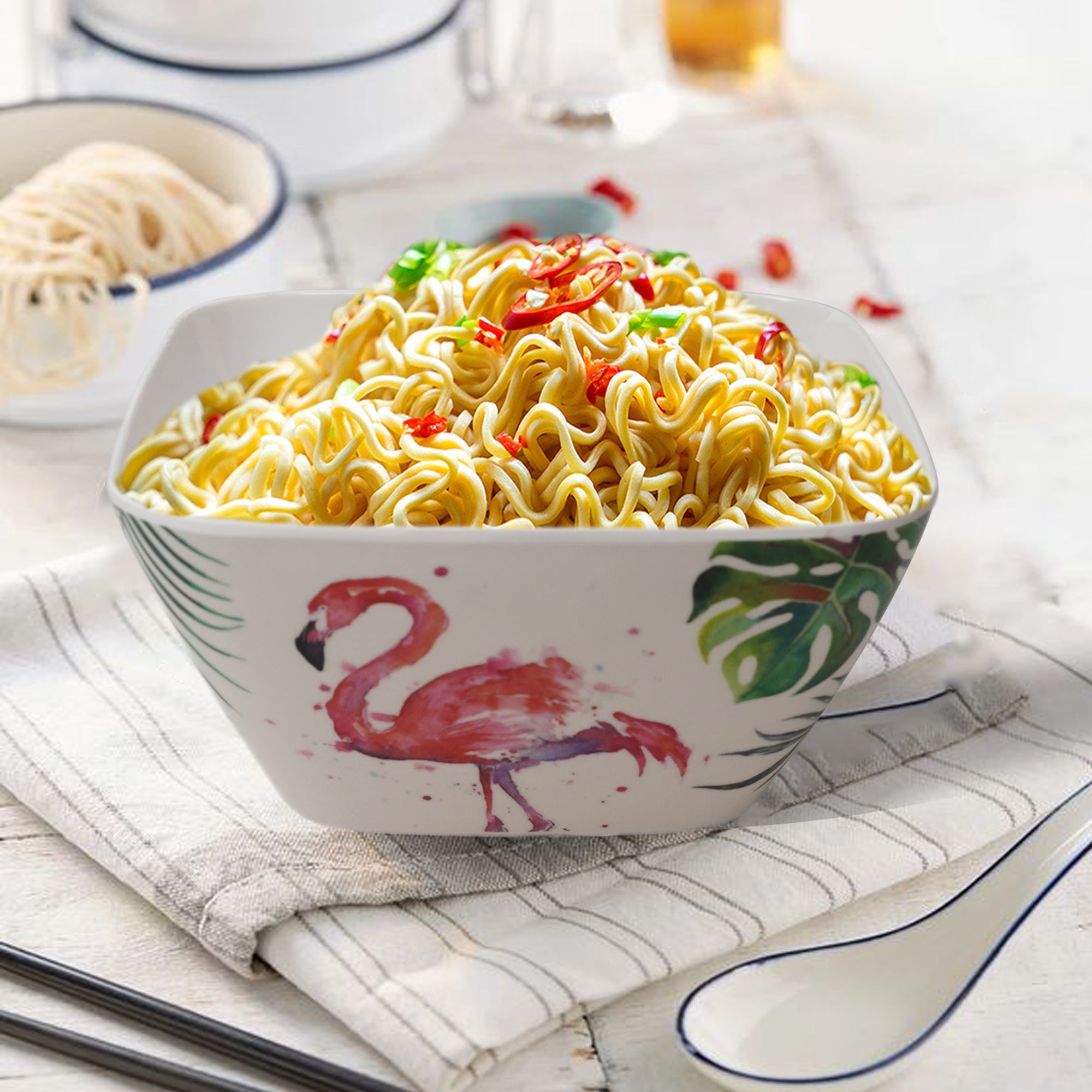 Stehlen 100% Pure melamine Square Maggie Bowl -Flamingo