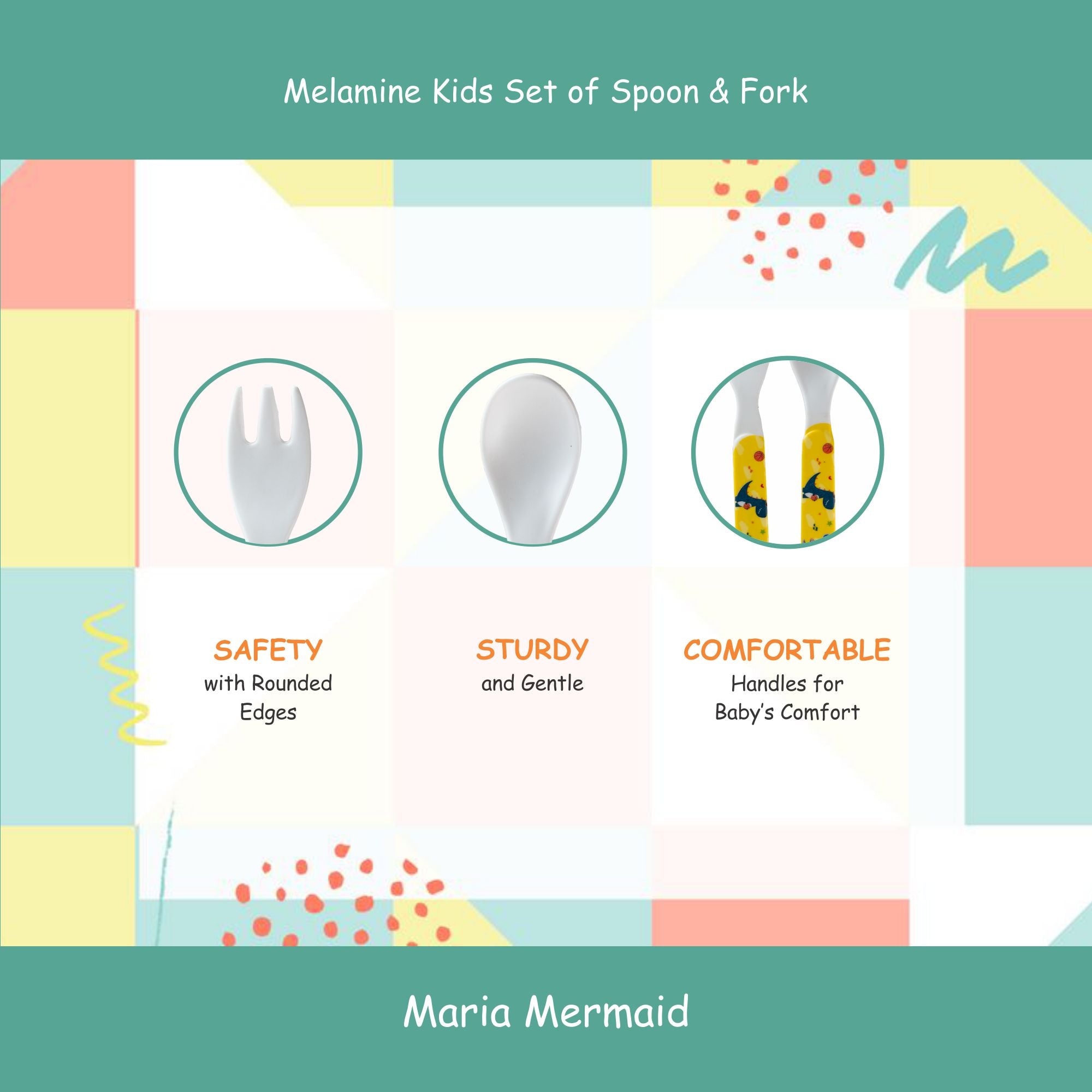 2-Piece Kids Feeding Set (Spoon and Fork) - Maria Mermaid