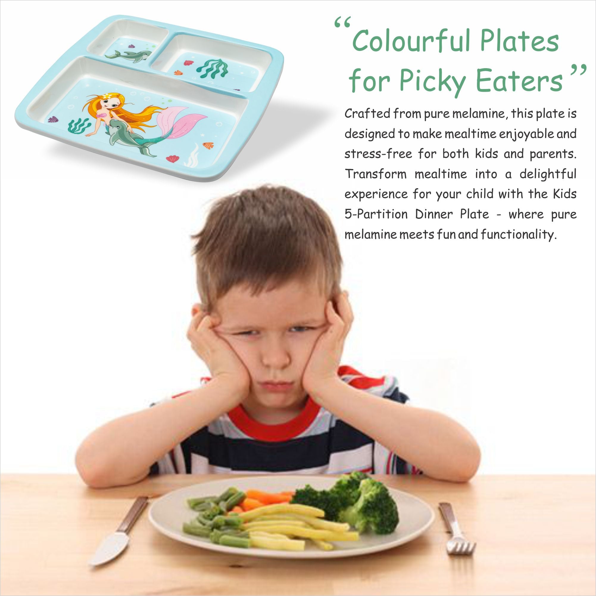 Stehlen Dinnerware, Dinner Plates, 3 Partition Plates - Aqua Tales