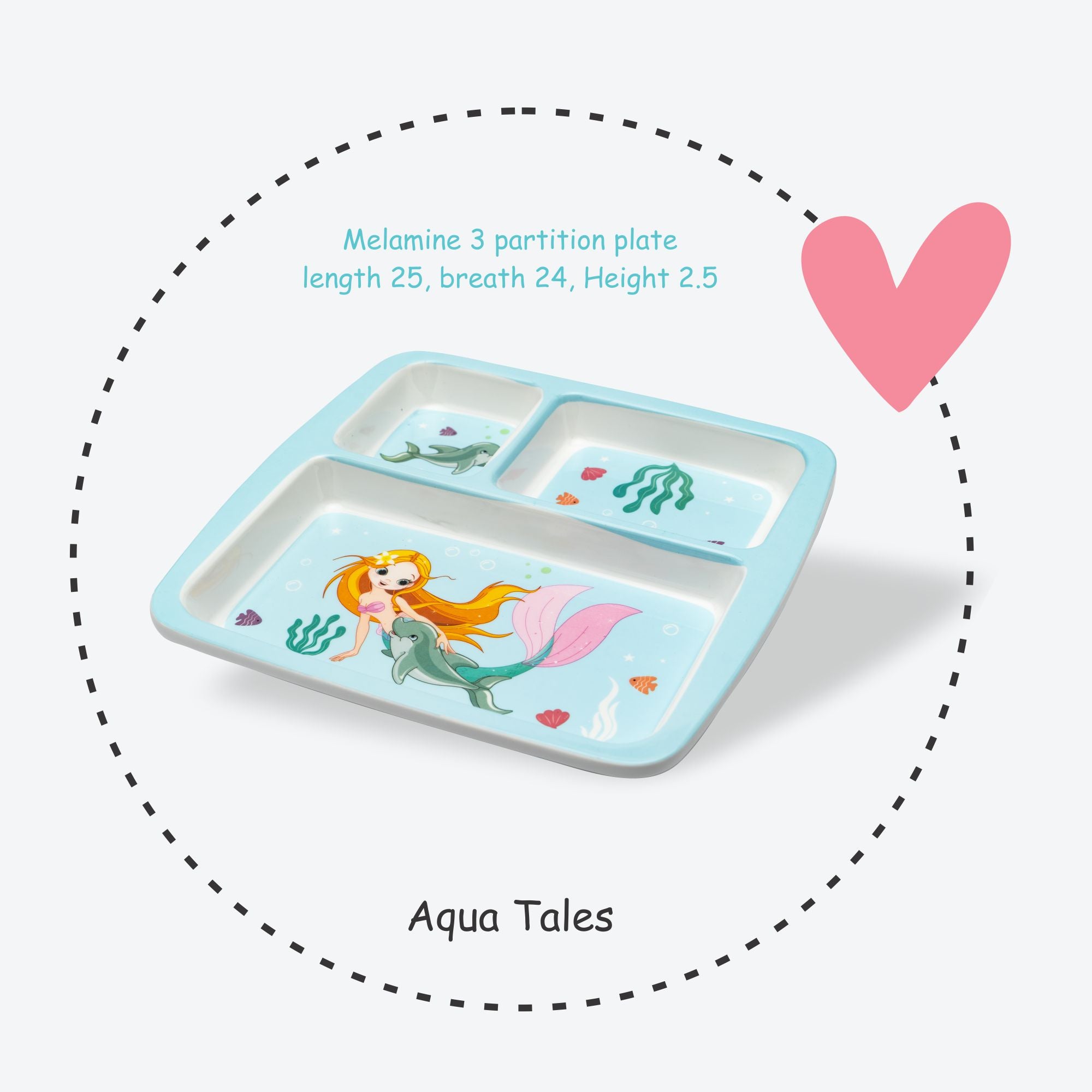 Stehlen Dinnerware, Dinner Plates, 3 Partition Plates - Aqua Tales