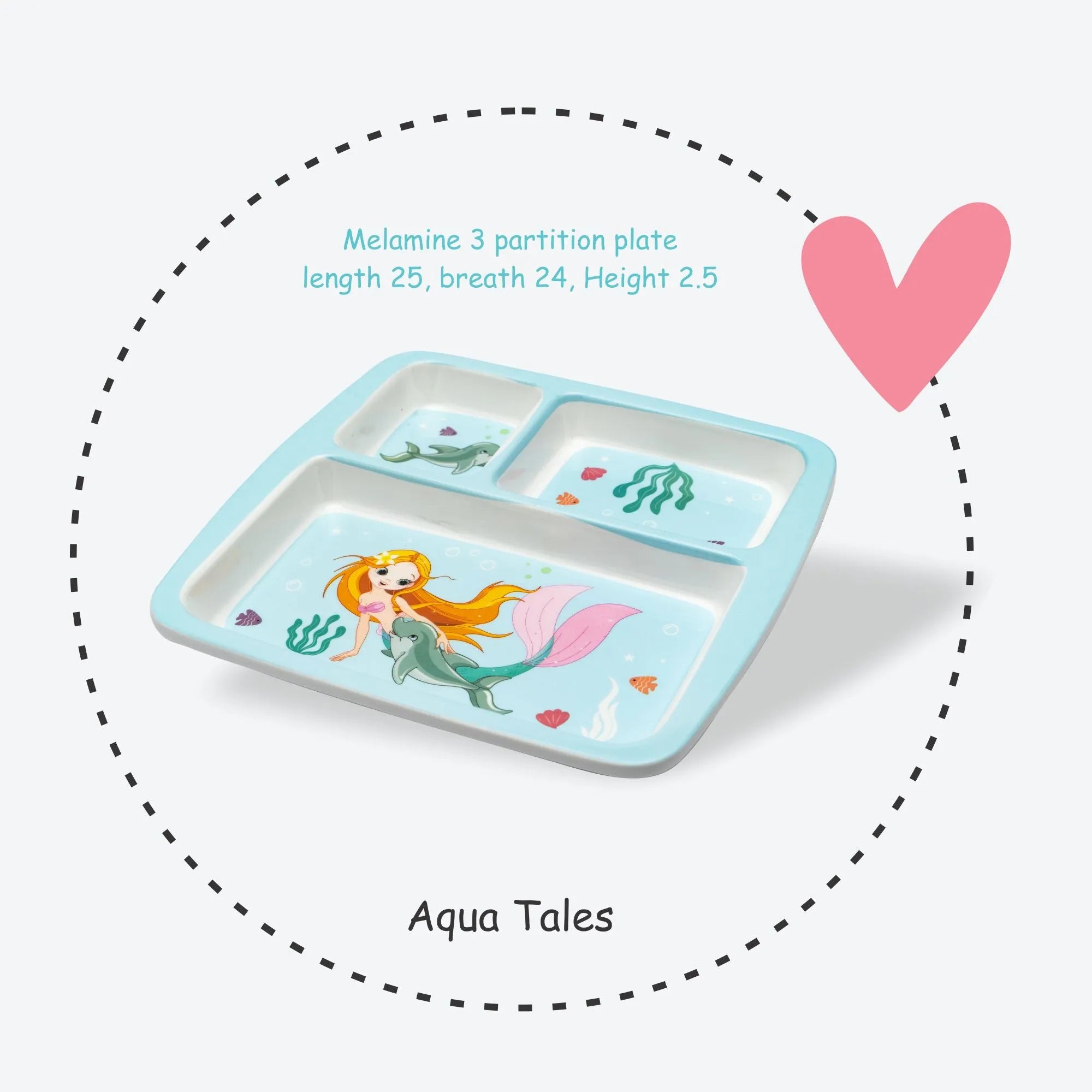Stehlen Dinnerware, Dinner Plates, 3 Partition Plates - Aqua Tales
