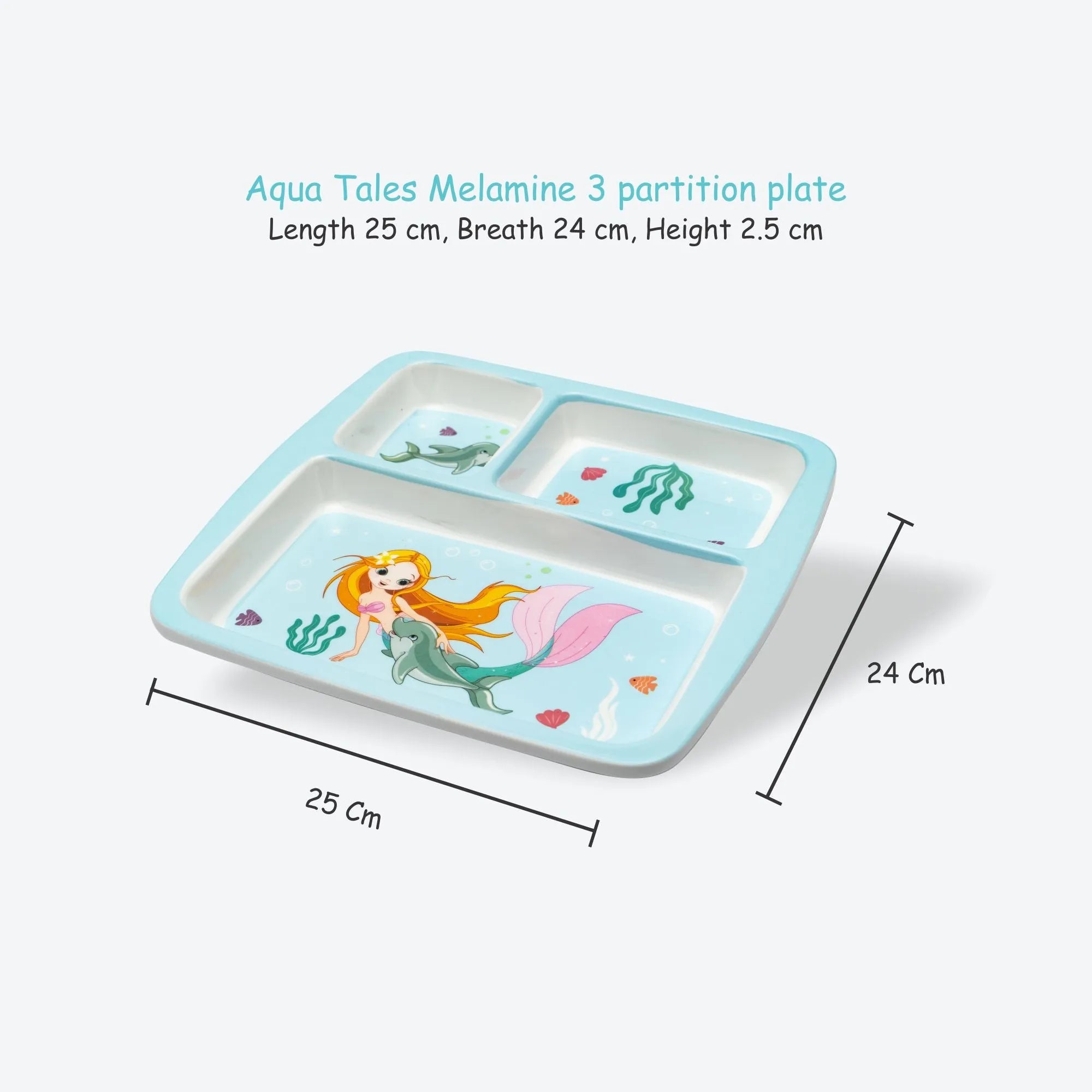 Stehlen Dinnerware, Dinner Plates, 3 Partition Plates - Aqua Tales