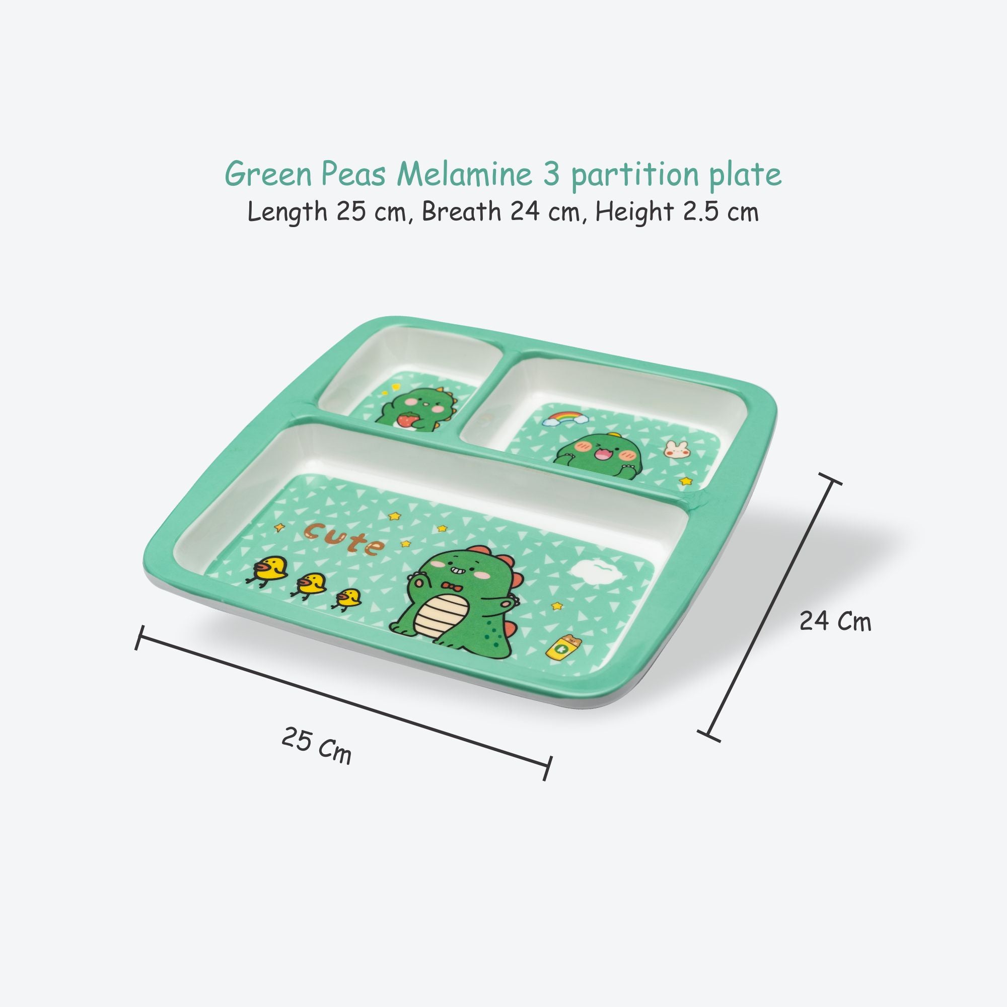 Stehlen Dinnerware, Dinner Plates, 3 Partition Plates - Green Peas