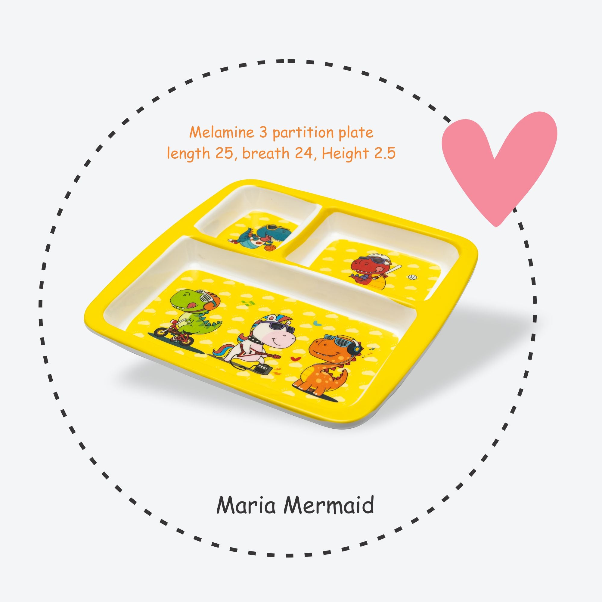 Stehlen Dinnerware, Dinner Plates, 3 Partition Plates - Maria Mermaid