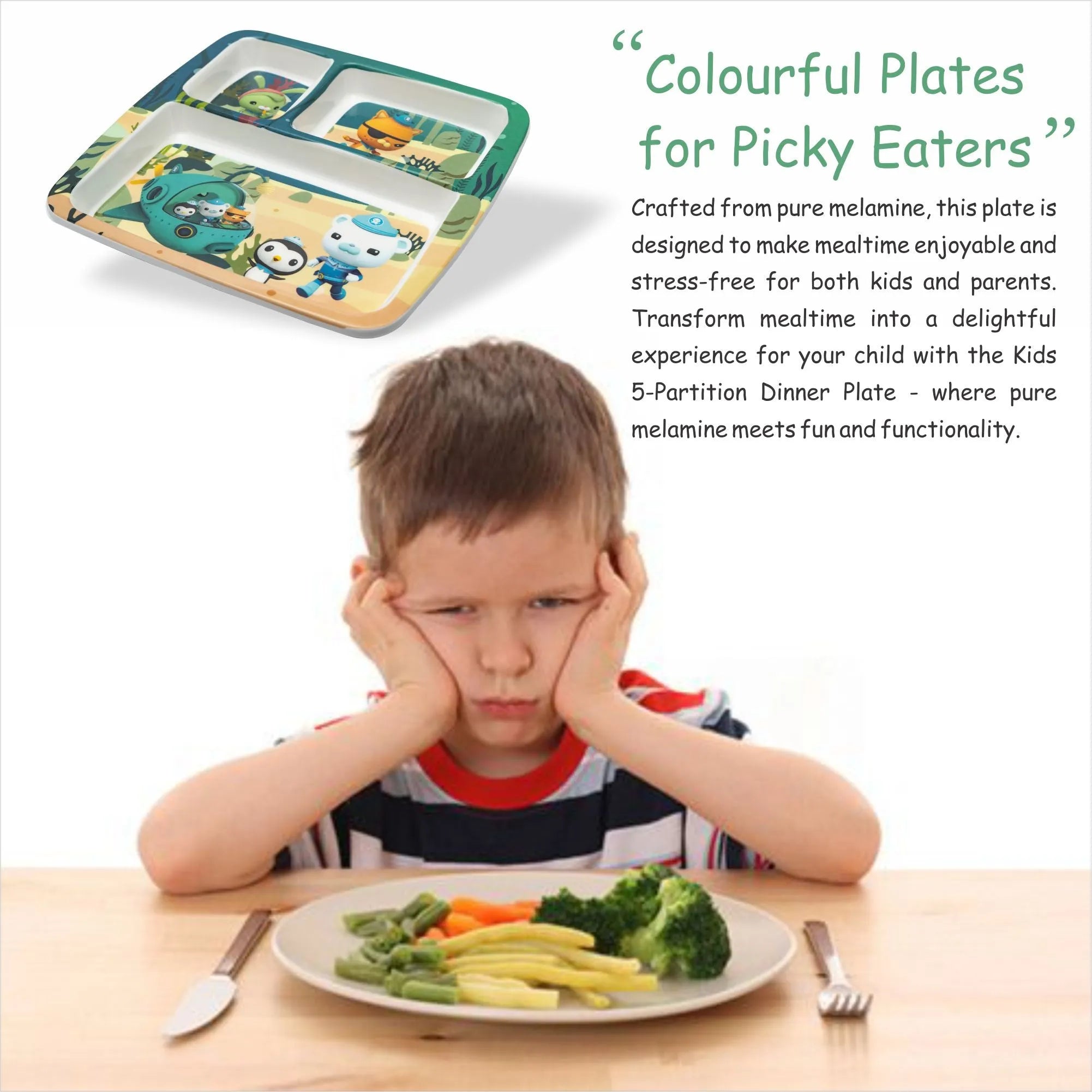 Stehlen Dinnerware, Dinner Plates, 3 Partition Plates - Oceanic Wonder