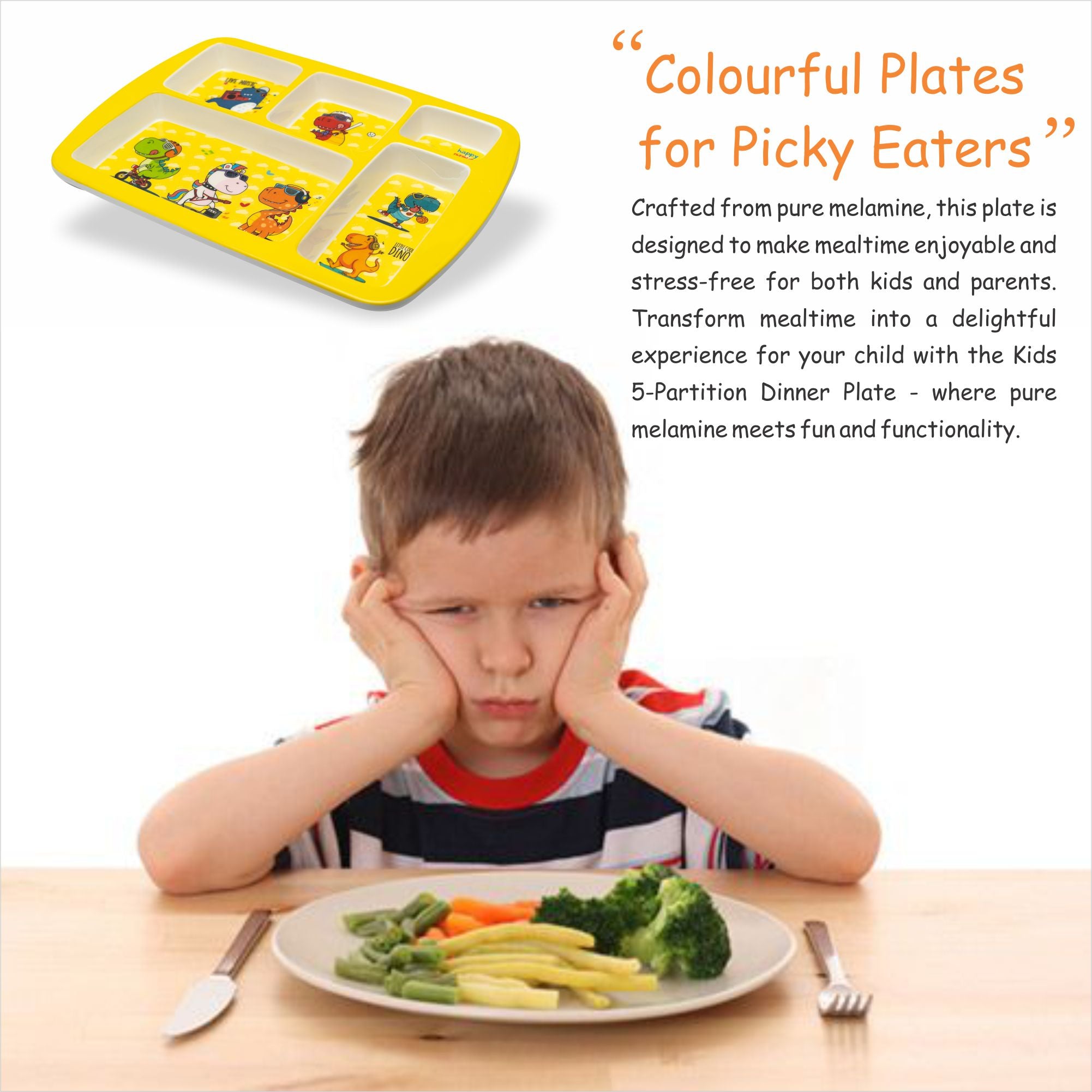 Kids 5-Partition Dinner Plate- Maria Mermaid