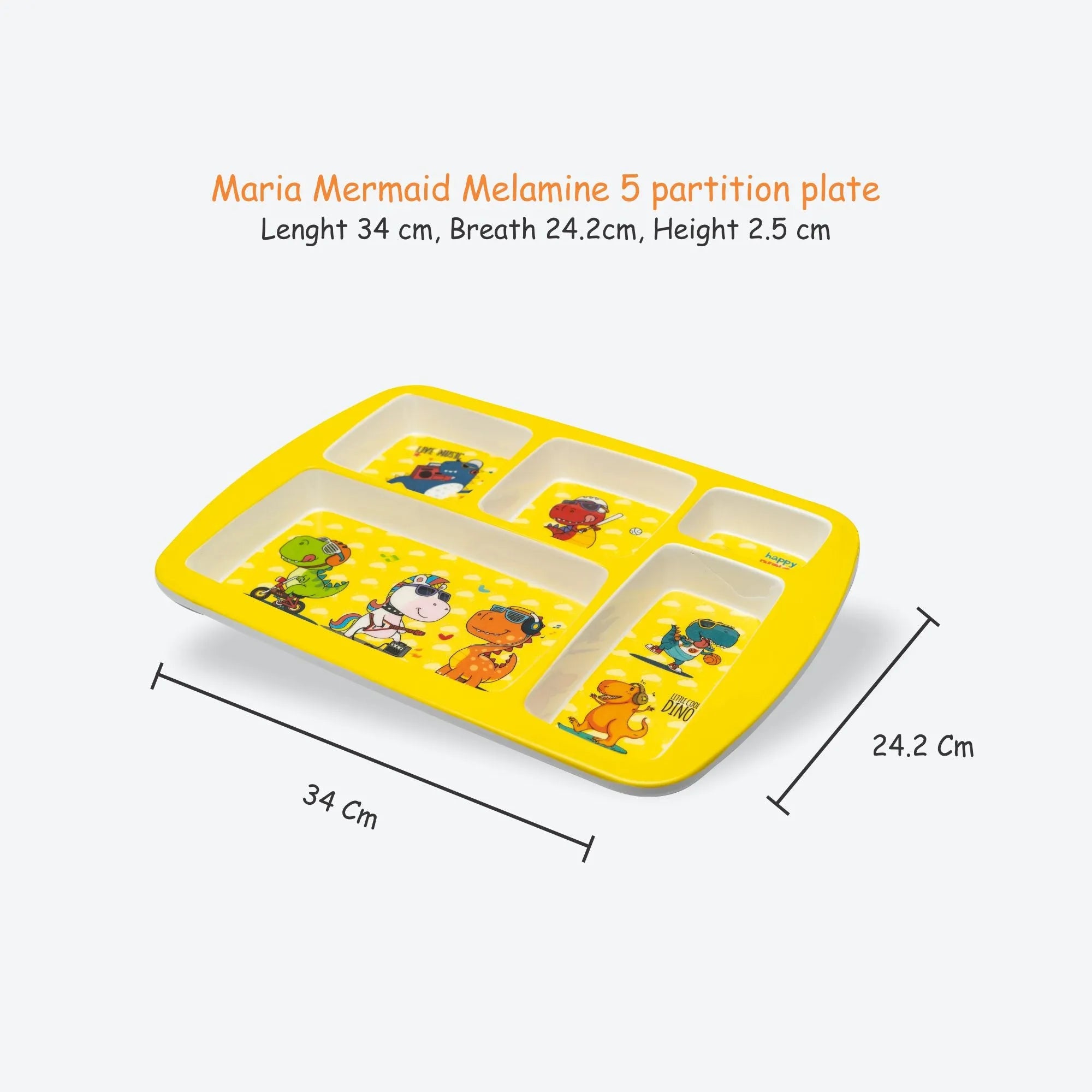 Kids 5-Partition Dinner Plate- Maria Mermaid