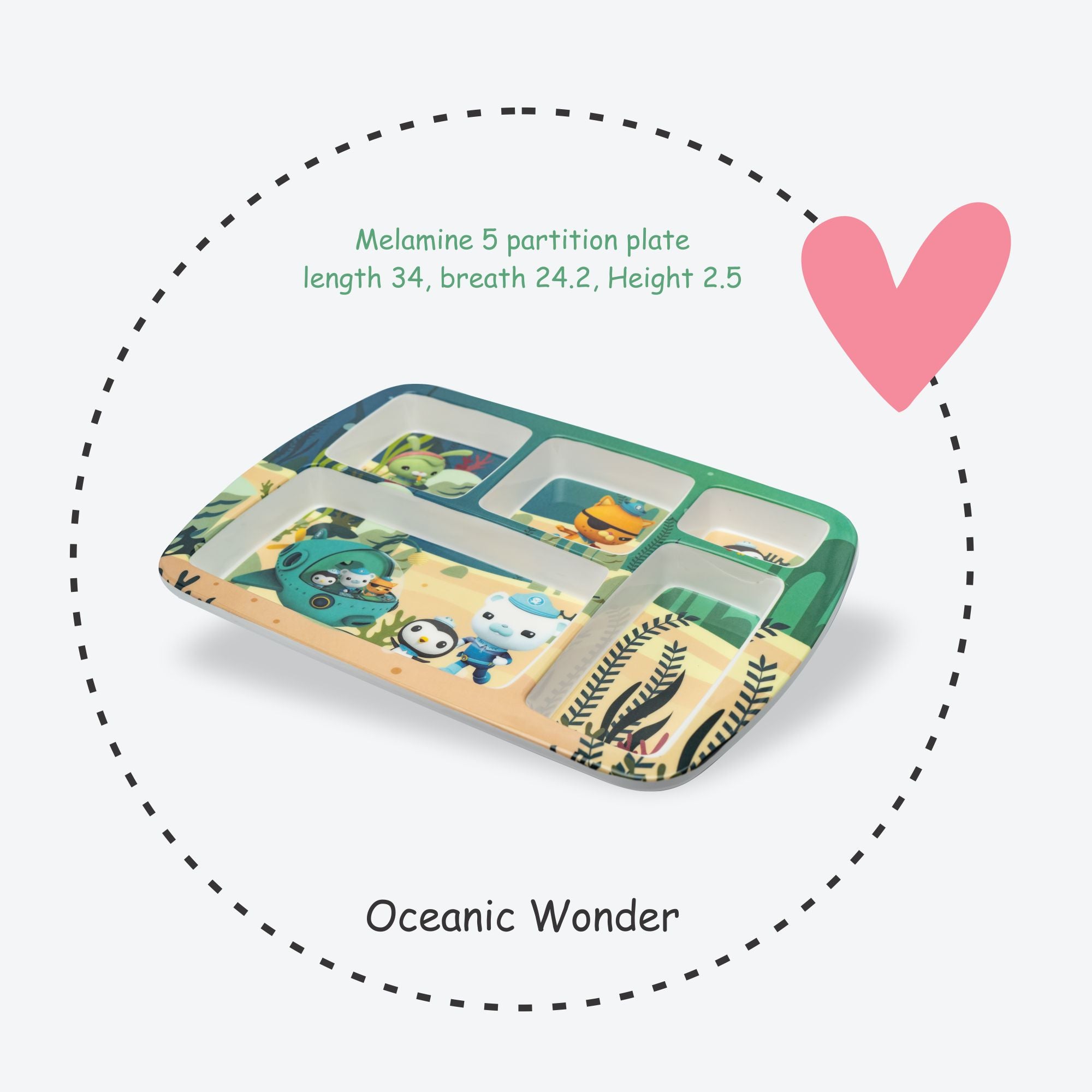 Kids 5-Partition Dinner Plate- Oceanic Wonder
