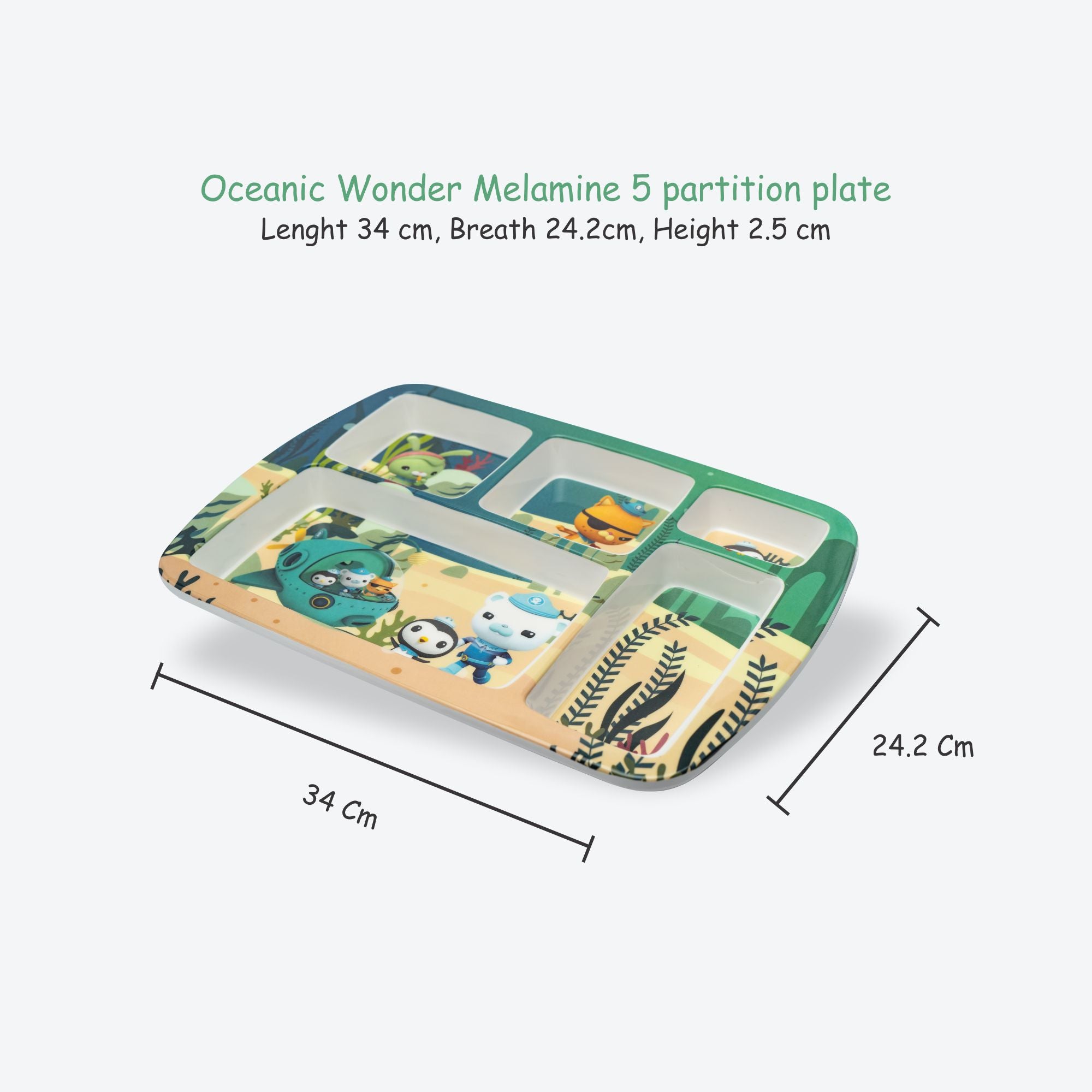 Kids 5-Partition Dinner Plate- Oceanic Wonder