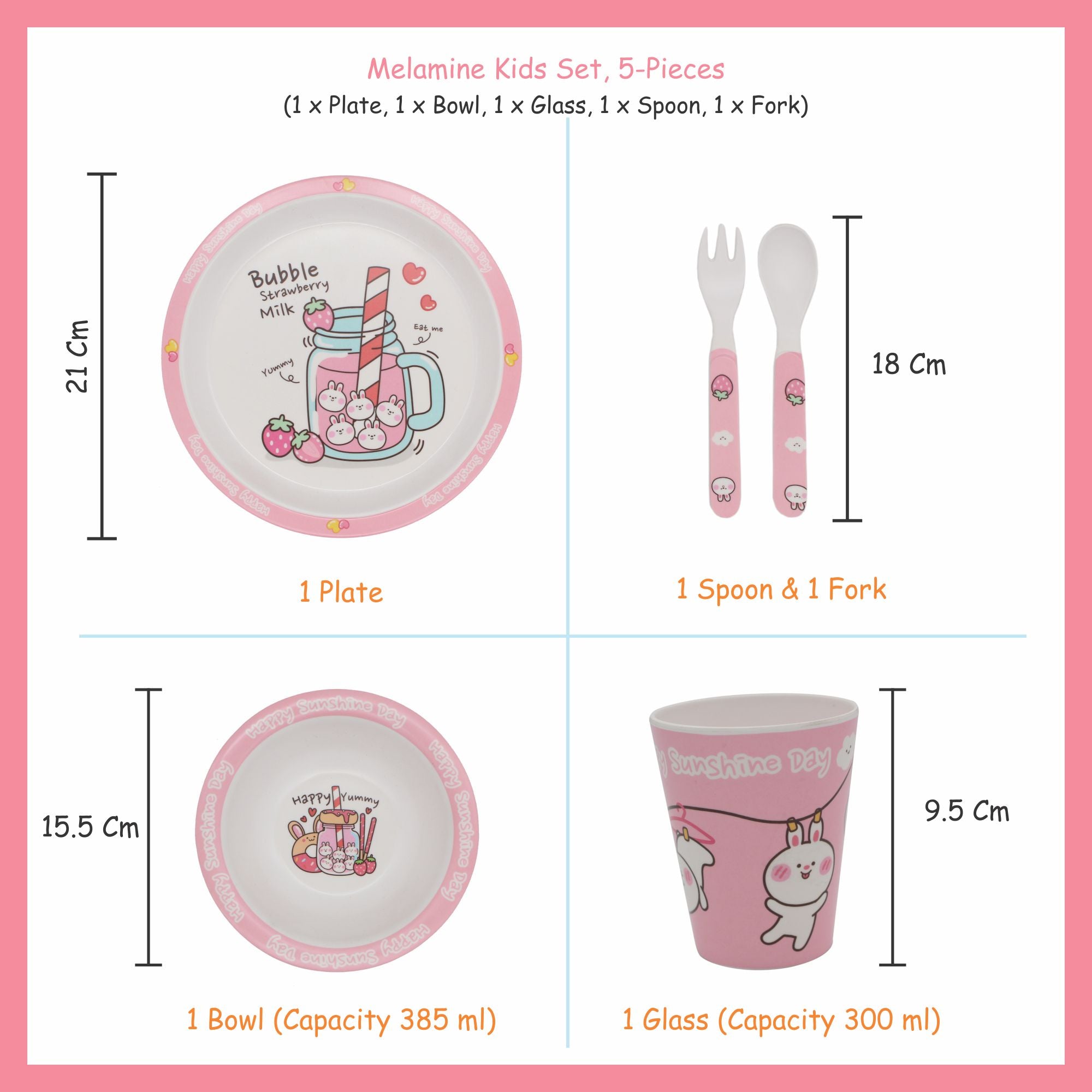 Stehlen set of 5 pcs kids feeding set, Pure melamine, BUGS BUNNY