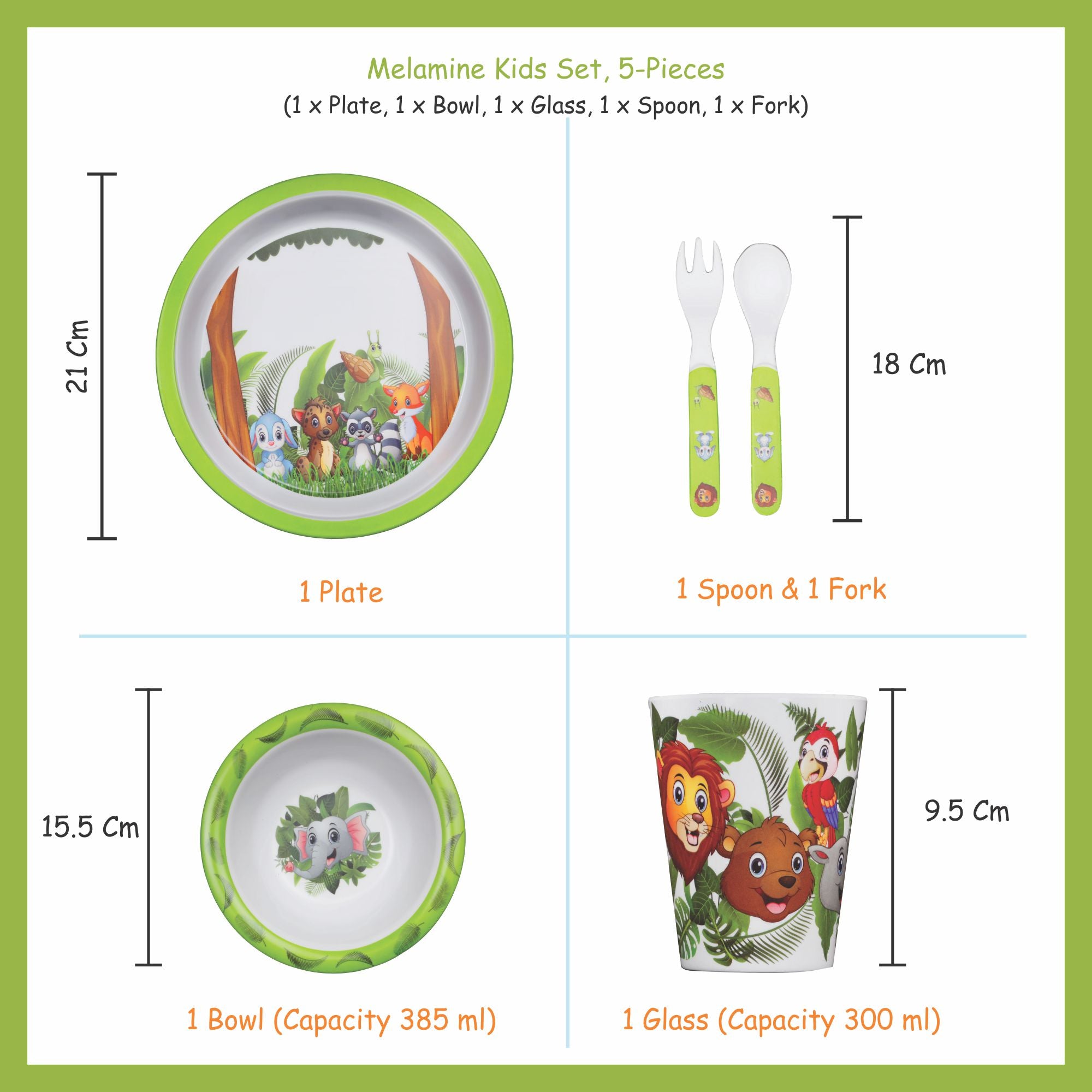 Stehlen set of 5 pcs kids feeding set, Pure melamine, JUNGLE BOOK