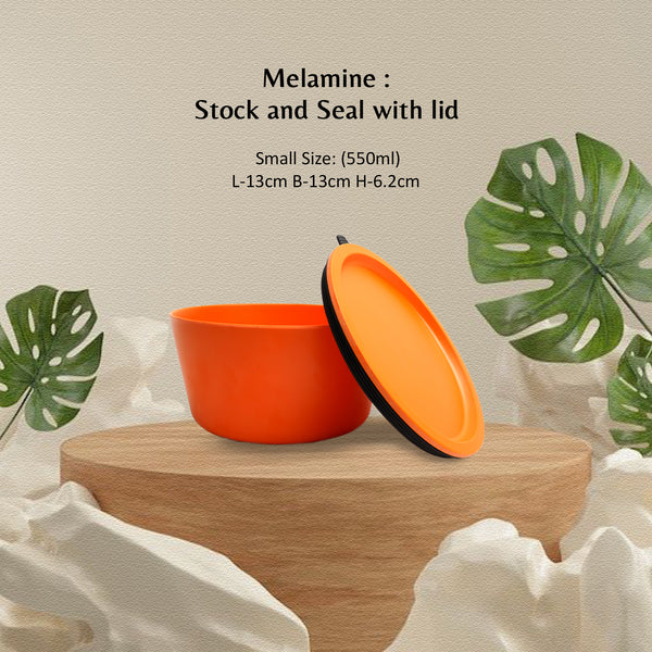 Stehlen 100% Pure melamine Stock and Seal, Dishwasher safe, FDA Approved, Heat resistant upto 140 degrees, Elegant, Durable, and Versatile for Every Occasion -Orange