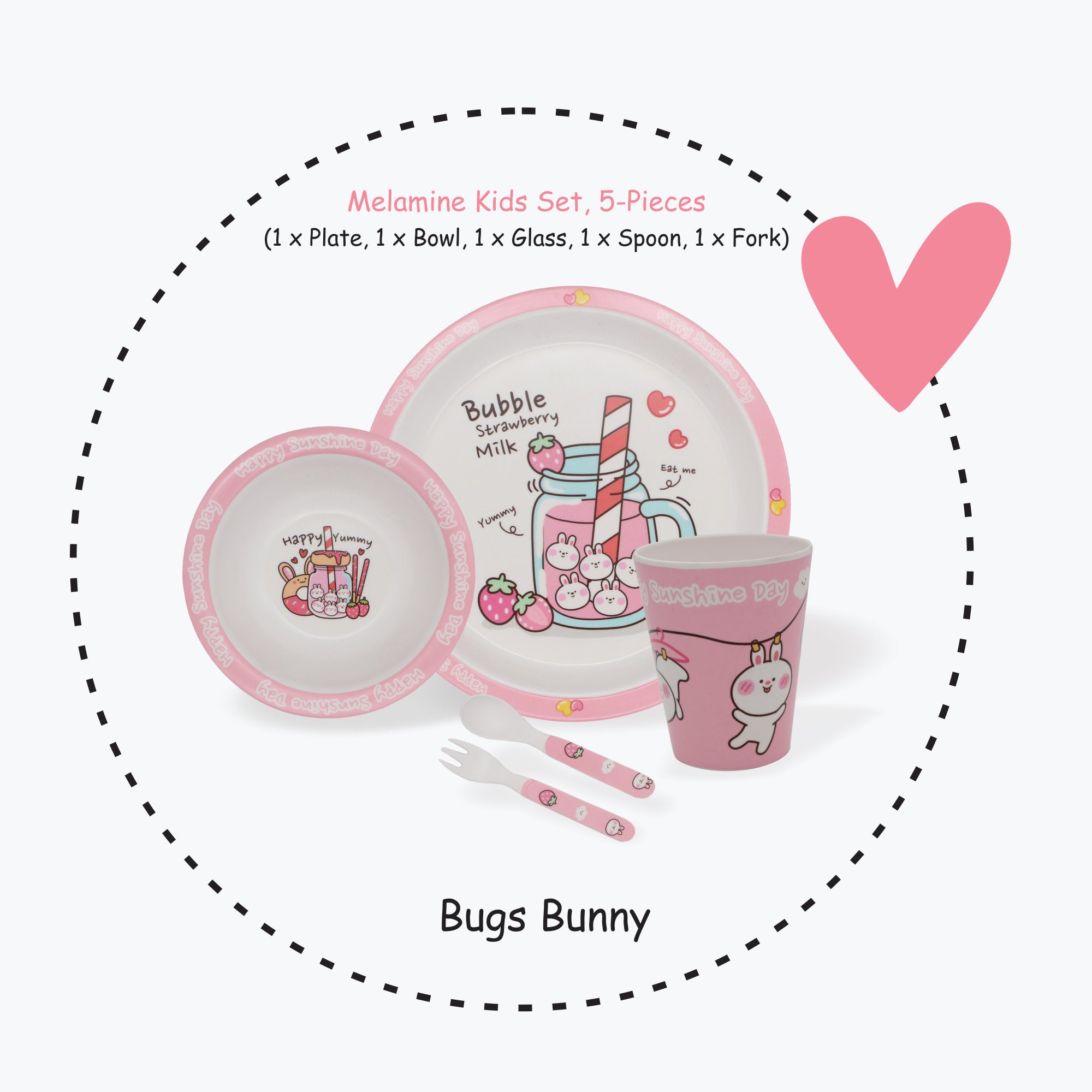 Stehlen set of 5 pcs kids feeding set, Pure melamine, BUGS BUNNY