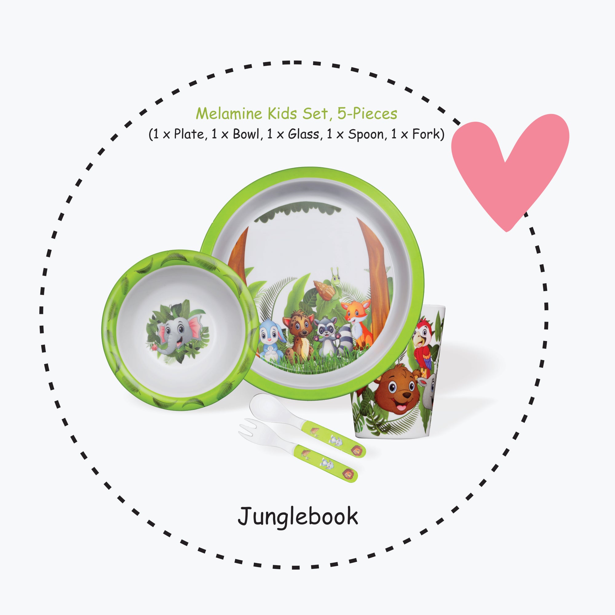 Stehlen set of 5 pcs kids feeding set, Pure melamine, JUNGLE BOOK