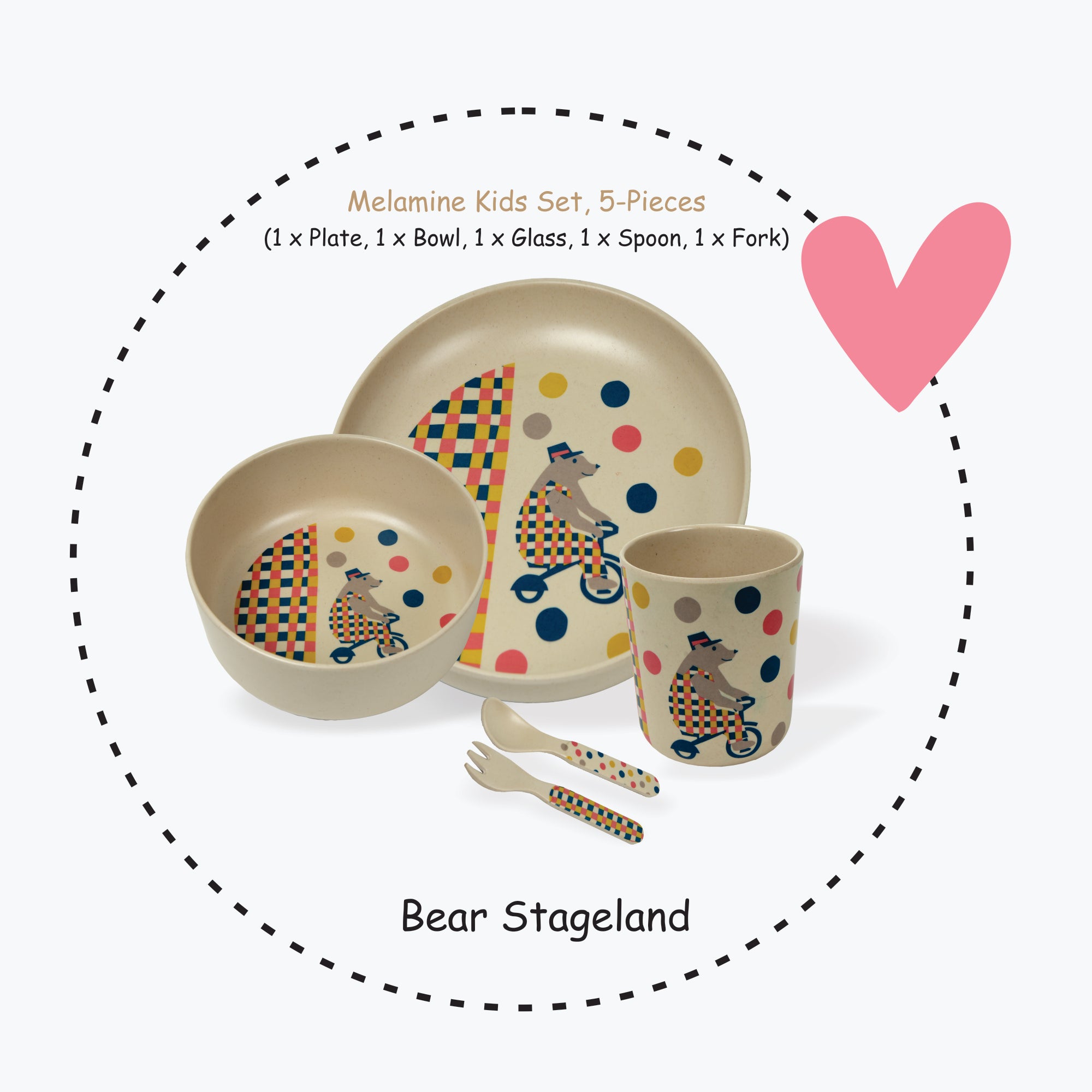 Stehlen Kids Dinnerware Set, 100% Melamine - Bear Stageland