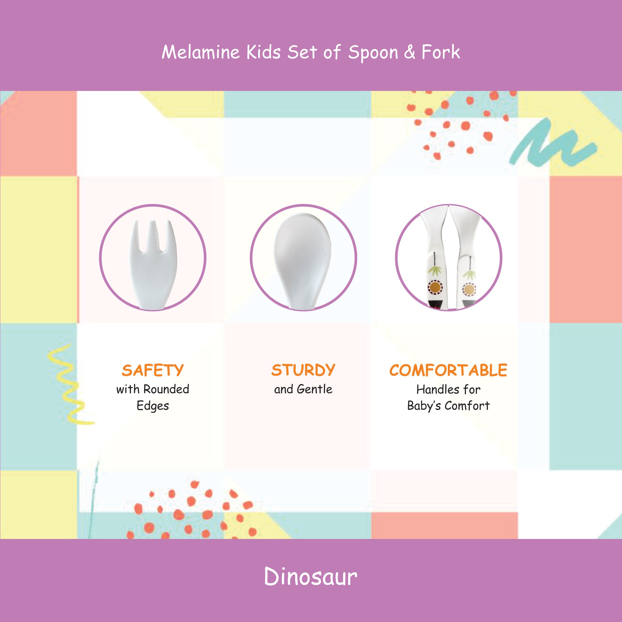2-Piece Kids Feeding Set (Spoon and Fork)- Dinosaur
