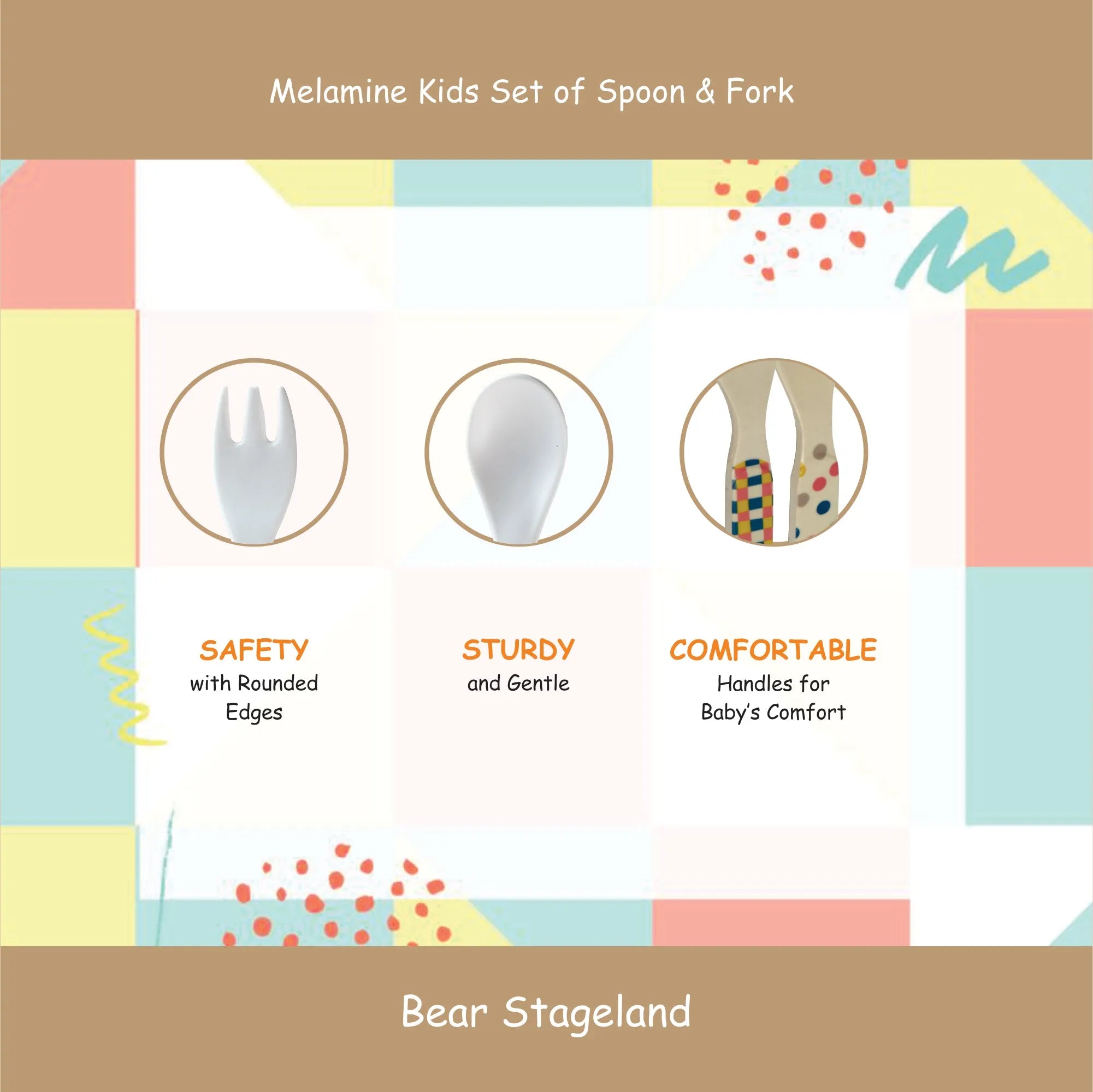 Bear Stageland Kids Feeding Set (Spoon & Fork) (2 Pcs) | Unbreakable, BPA Free & 100% Food Safe