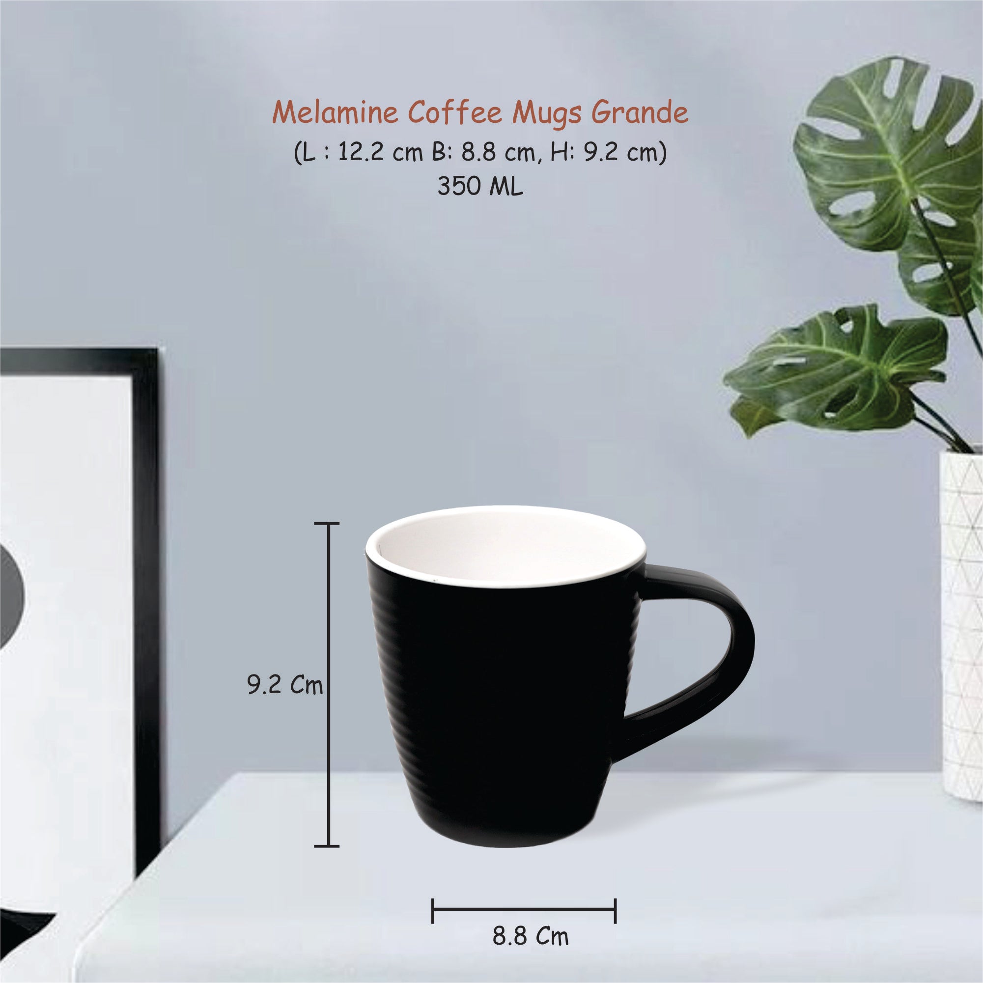 Stehlen 100% Pure melamine Short Coffee Mugs- Black