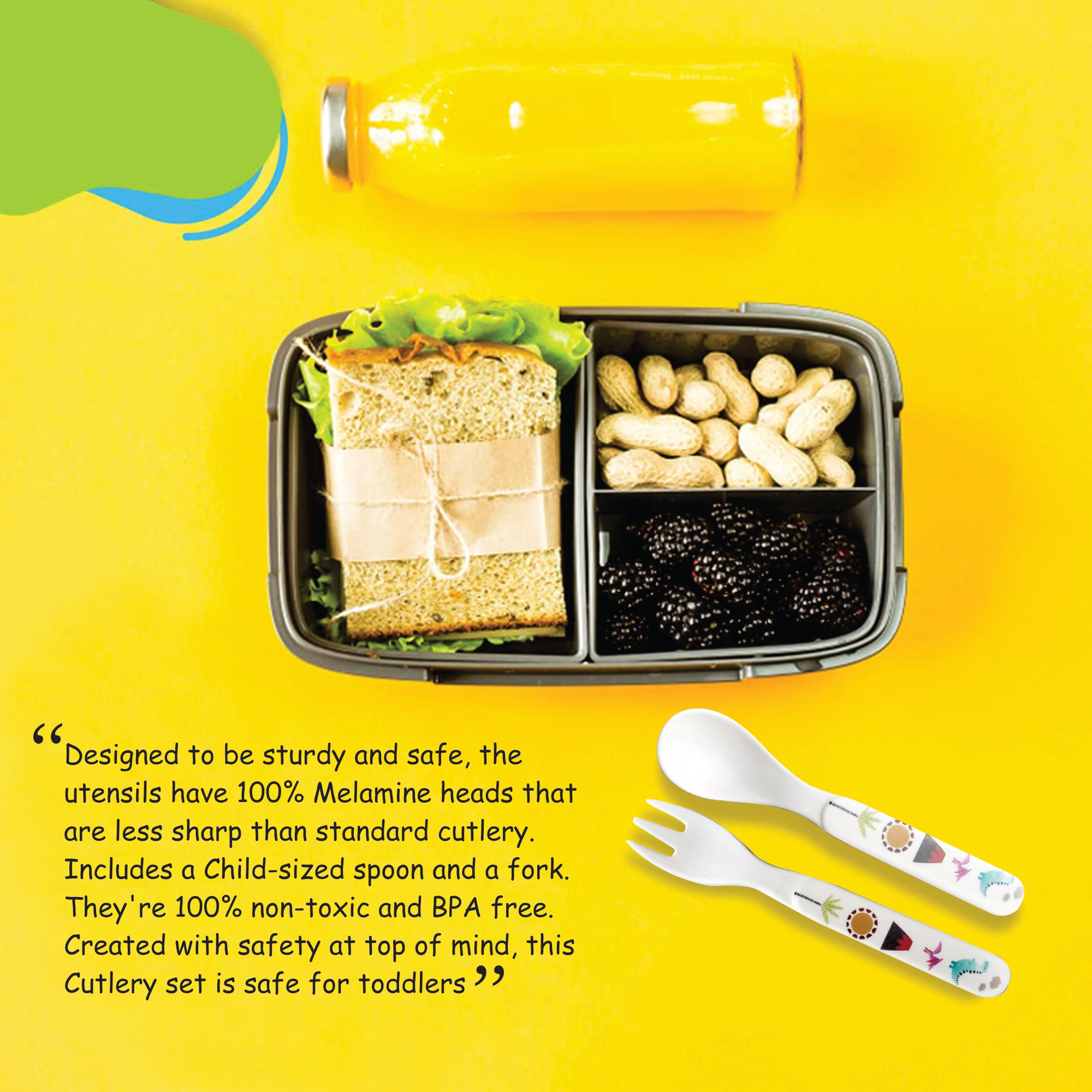 2-Piece Kids Feeding Set (Spoon and Fork)- Dinosaur