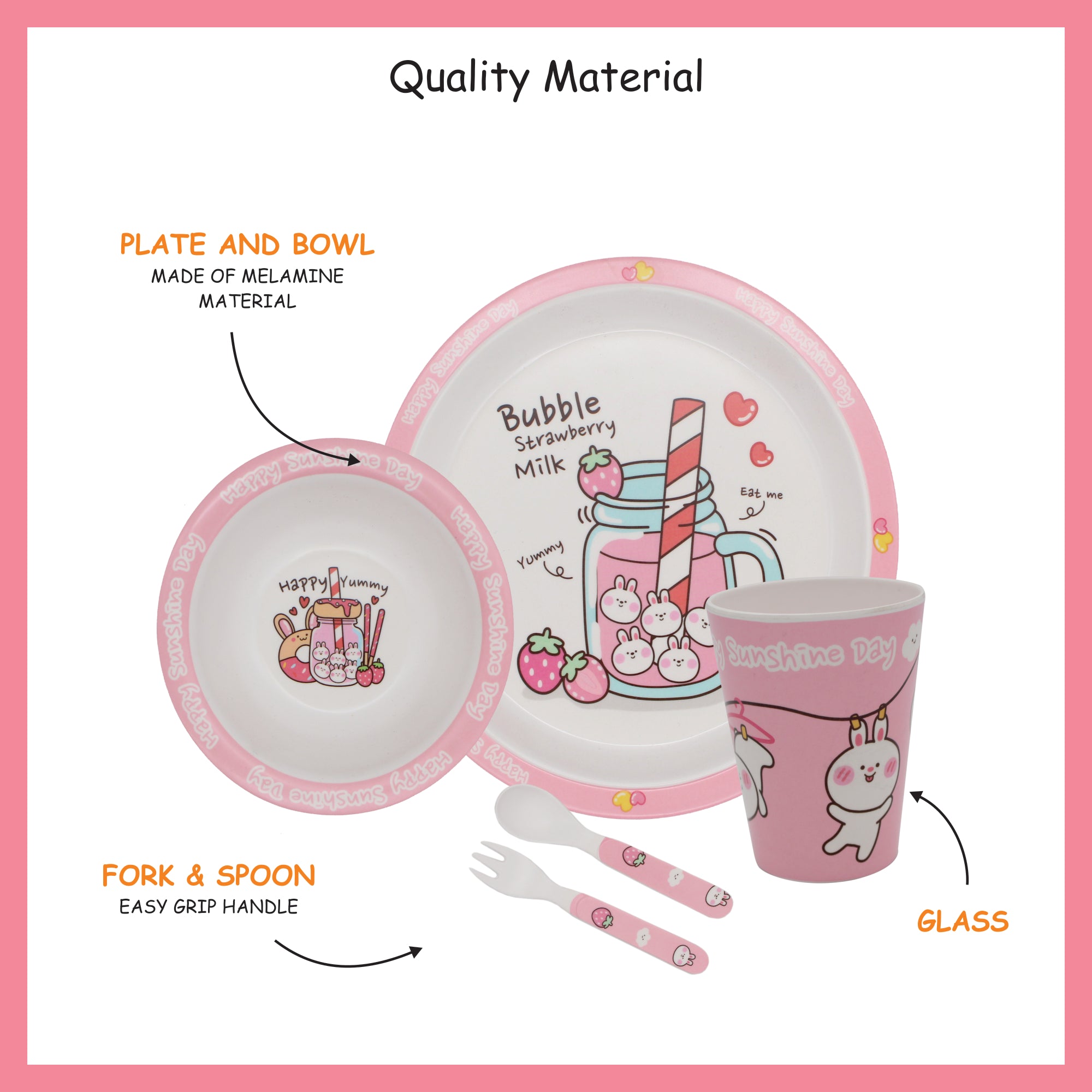 Stehlen set of 5 pcs kids feeding set, Pure melamine, BUGS BUNNY