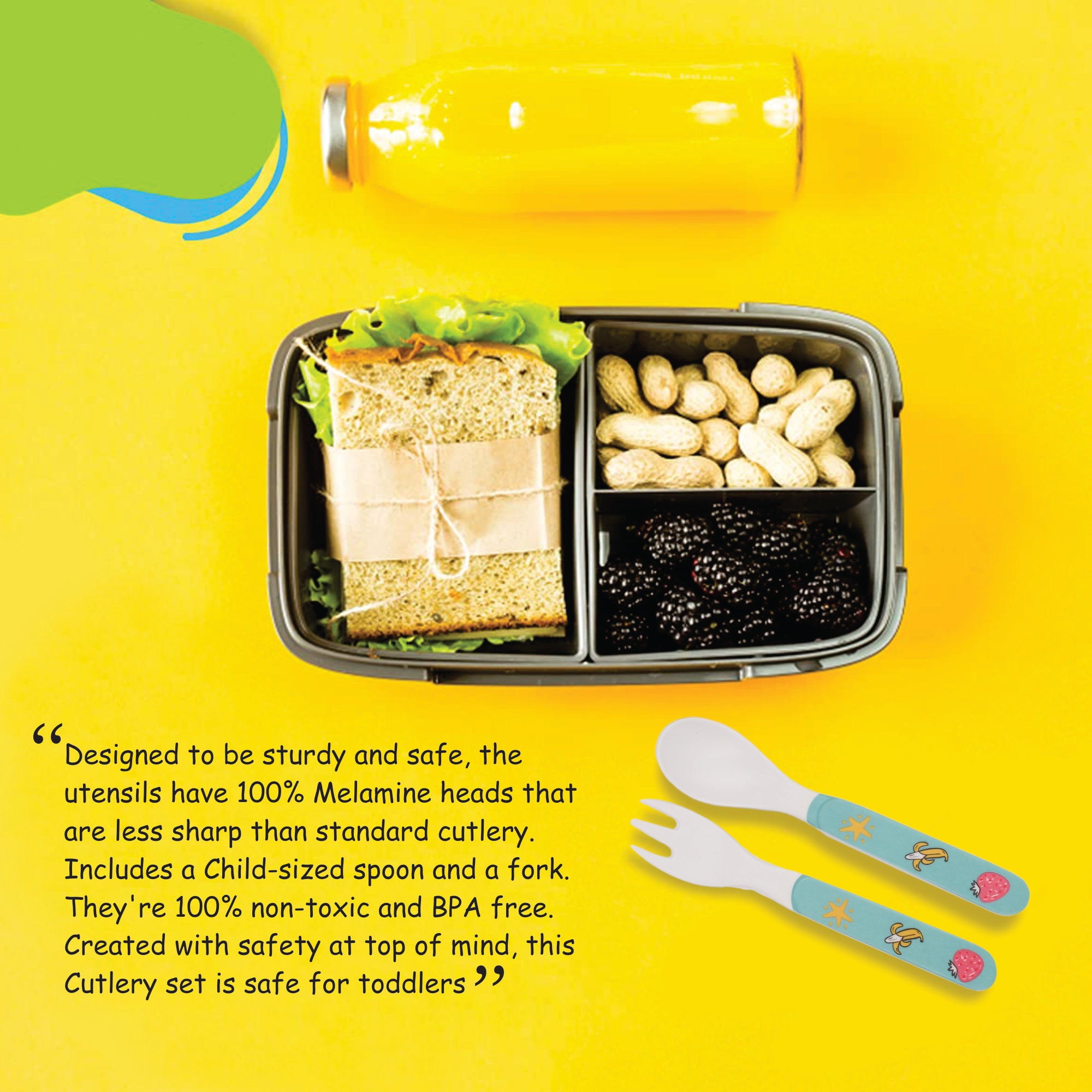 2-Piece Kids Feeding Set (Spoon and Fork)-  Dancing Dino