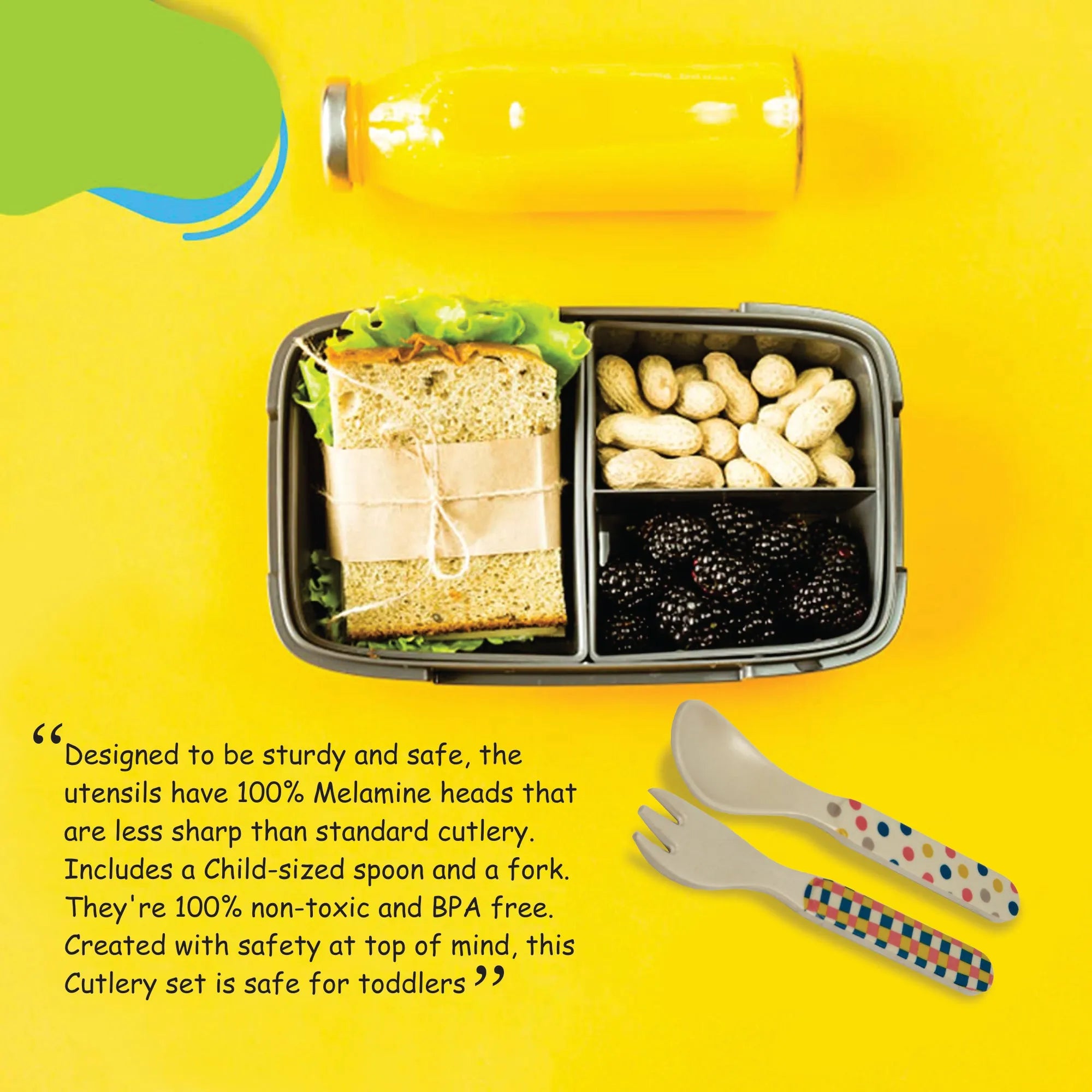 Bear Stageland Kids Feeding Set (Spoon & Fork) (2 Pcs) | Unbreakable, BPA Free & 100% Food Safe
