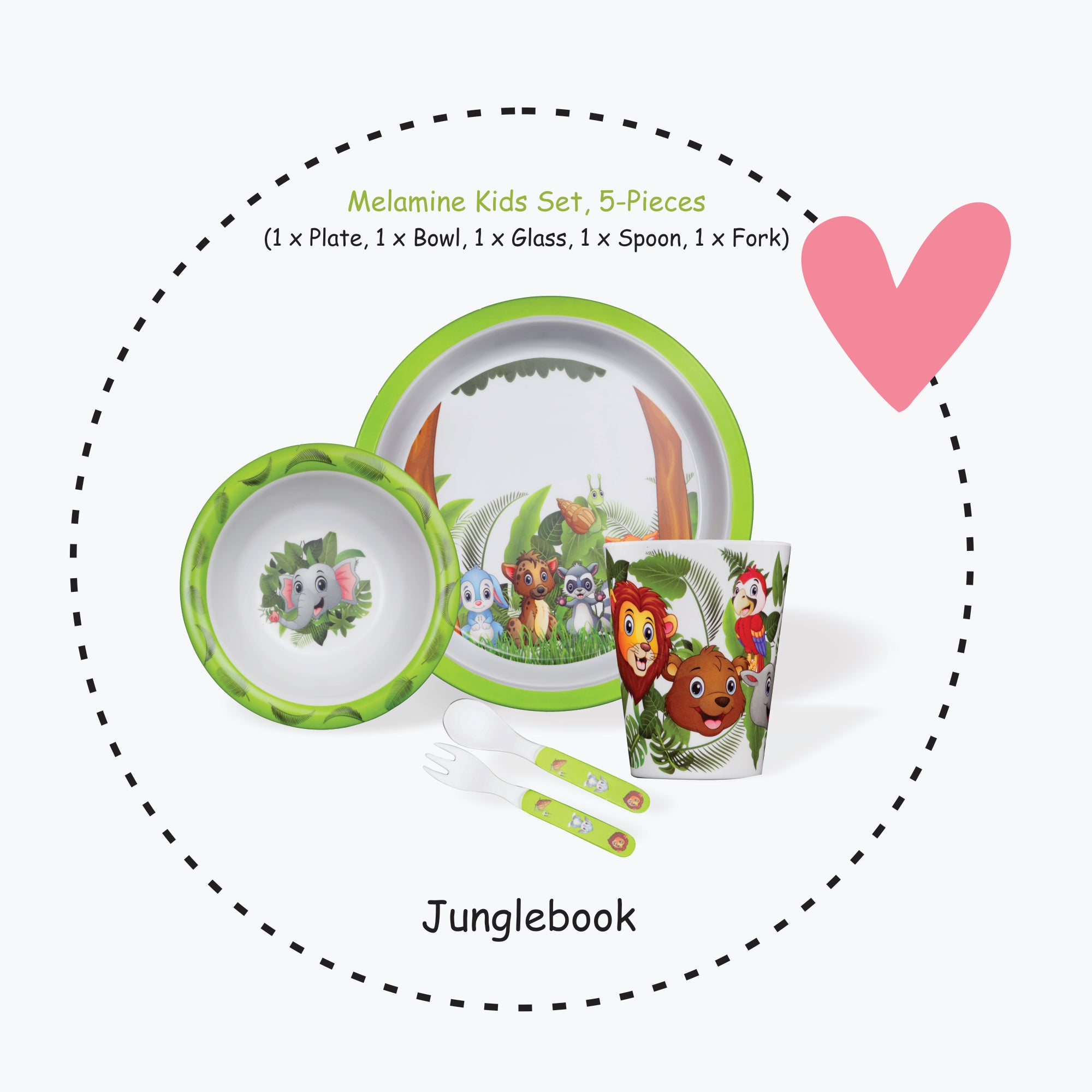 Stehlen set of 5 pcs kids feeding set, Pure melamine, JUNGLE BOOK