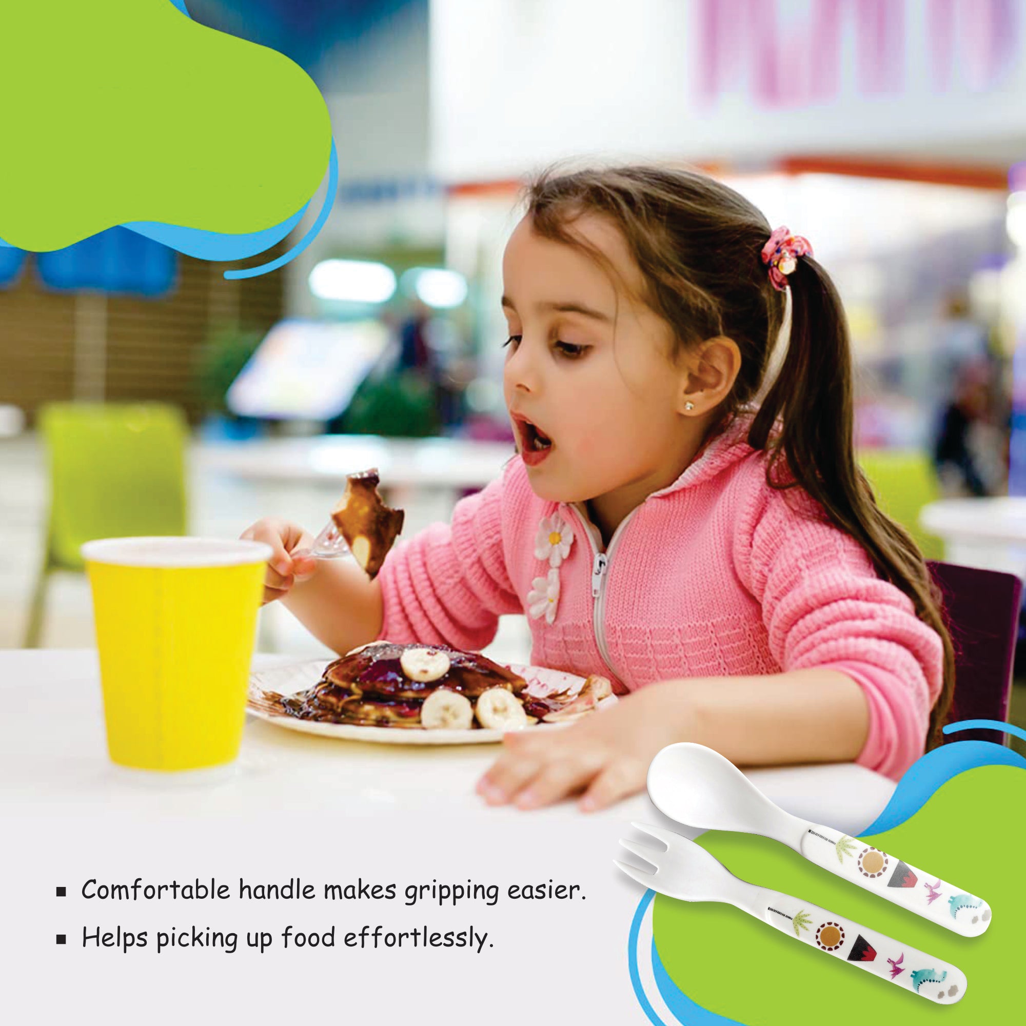 2-Piece Kids Feeding Set (Spoon and Fork)- Dinosaur