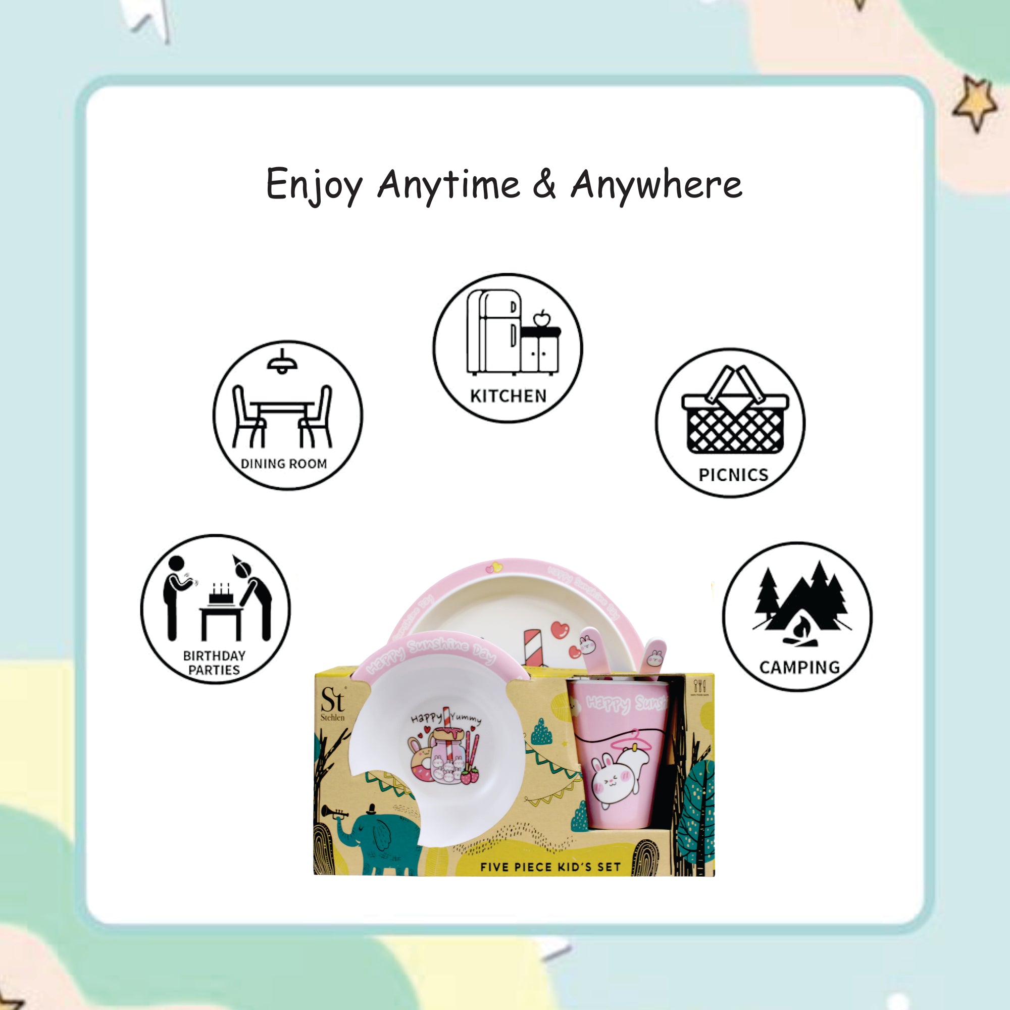 Stehlen set of 5 pcs kids feeding set, Pure melamine, BUGS BUNNY