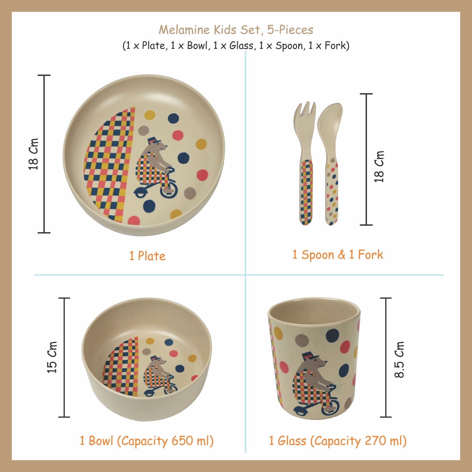 Stehlen Kids Dinnerware Set, 100% Melamine - Bear Stageland