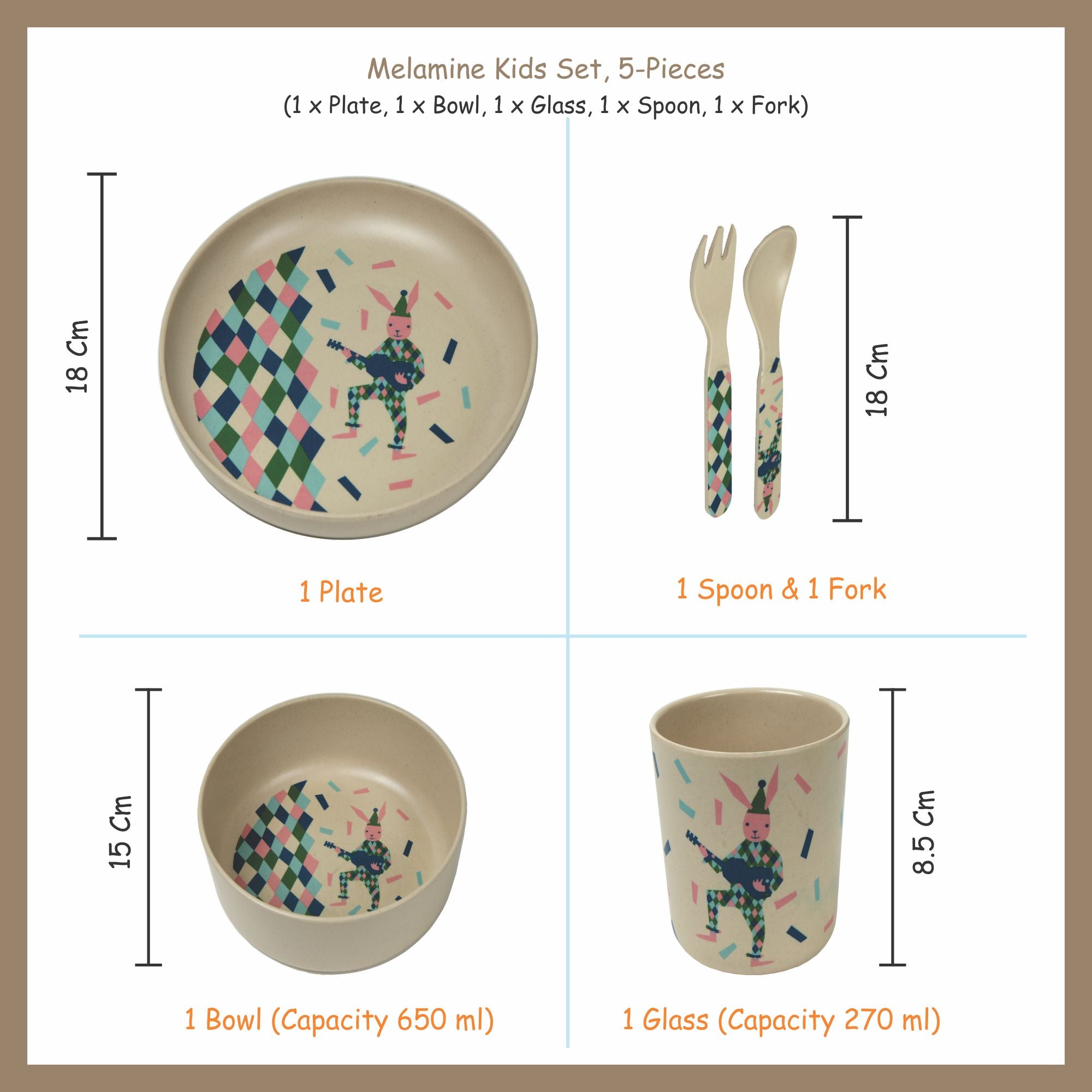 Stehlen set of 5 pcs kids feeding set, Pure melamine, GALA LAND