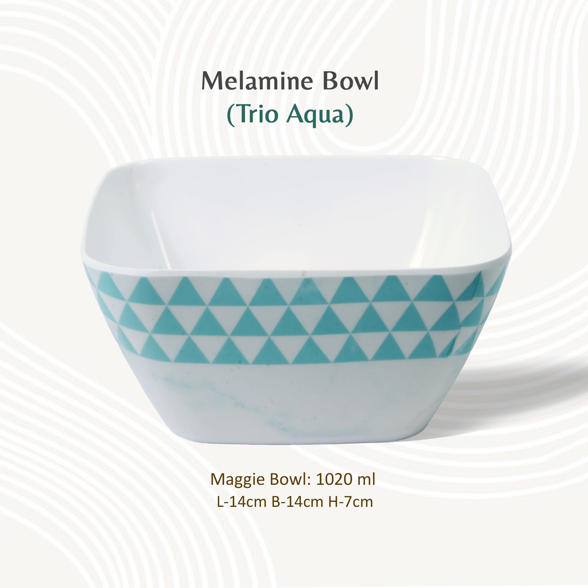 Stehlen 100% Pure melamine Square Maggie Bowl  - Trio Aqua