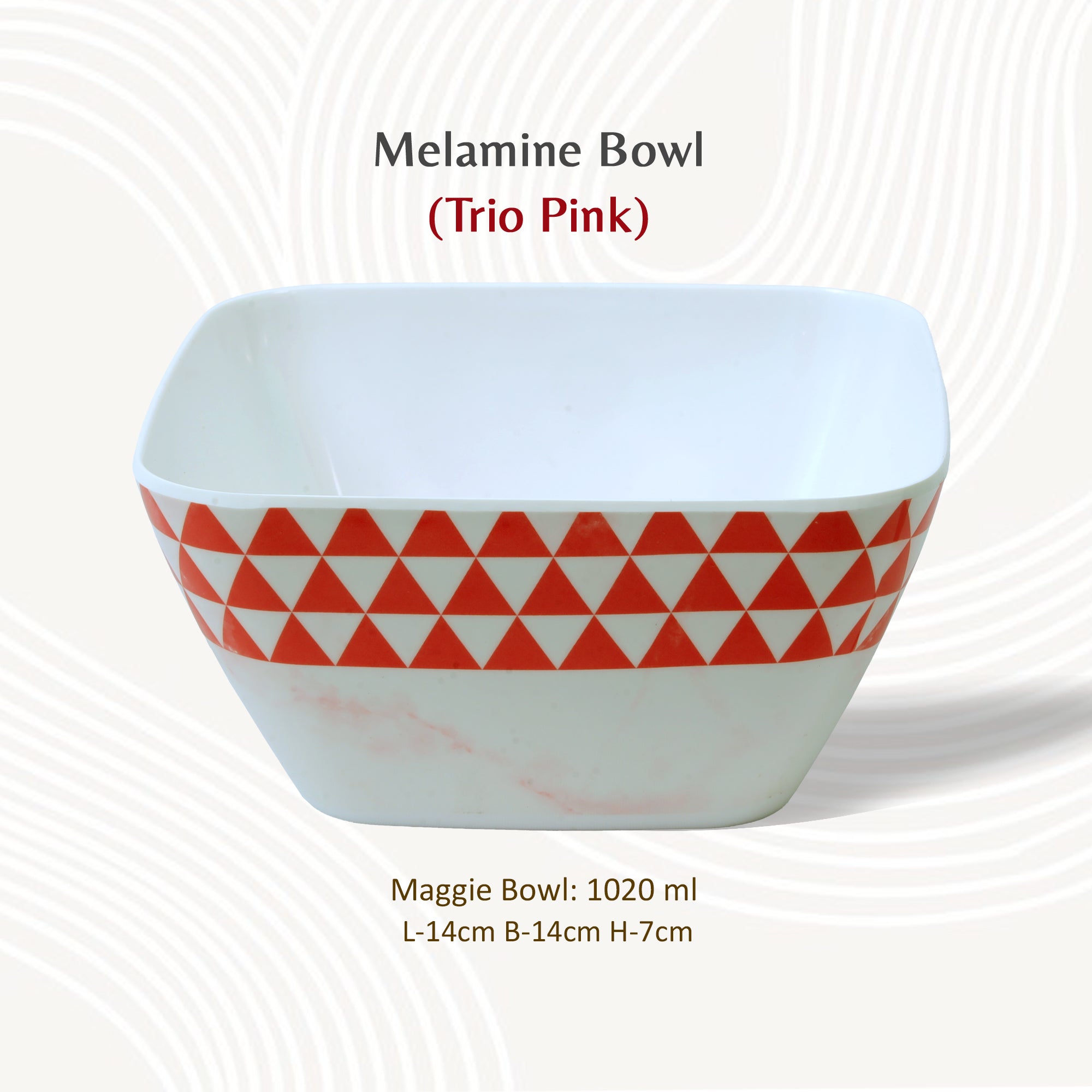 Stehlen 100% Pure melamine Square Maggie Bowl  - Trio Pink