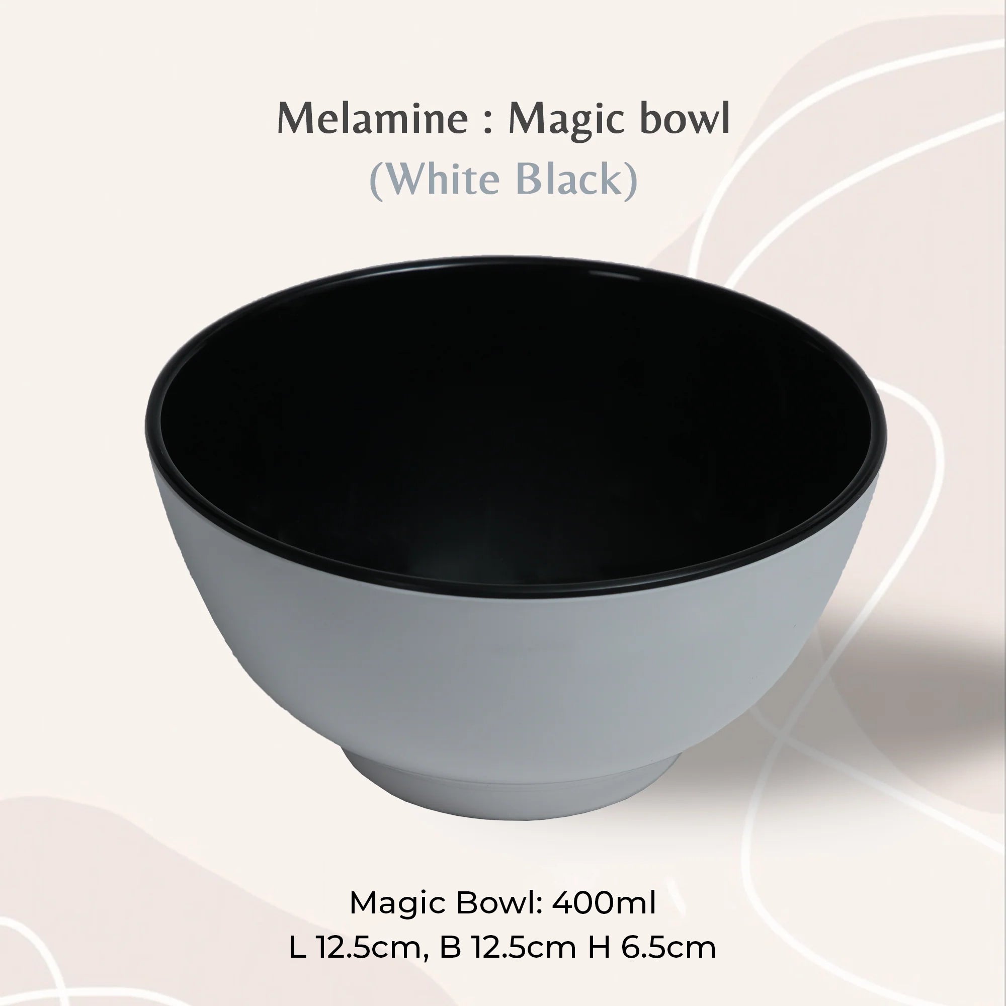 Stehlen 100% Pure melamine Magic Bowl,400ml- White Black